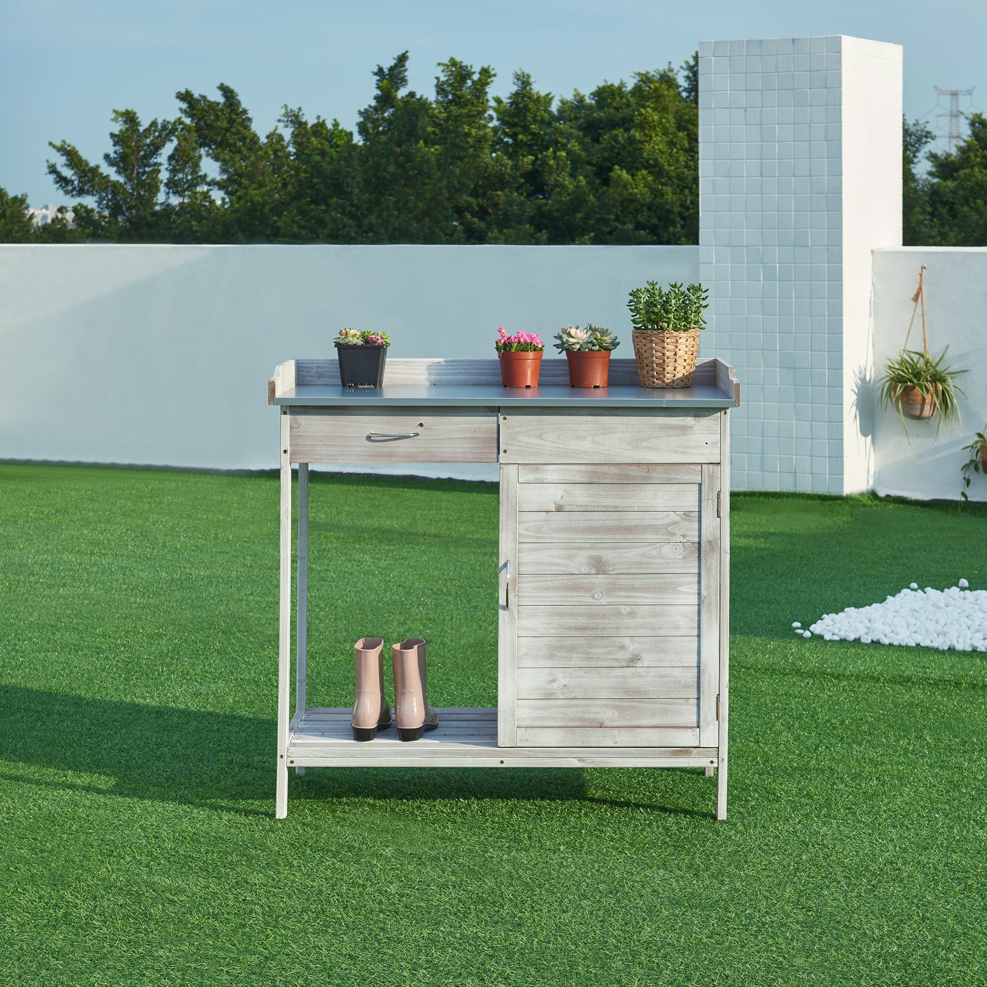 Table de rempotage Aliano 98 x 48 x 94 cm sapin gris casa.pro - 2