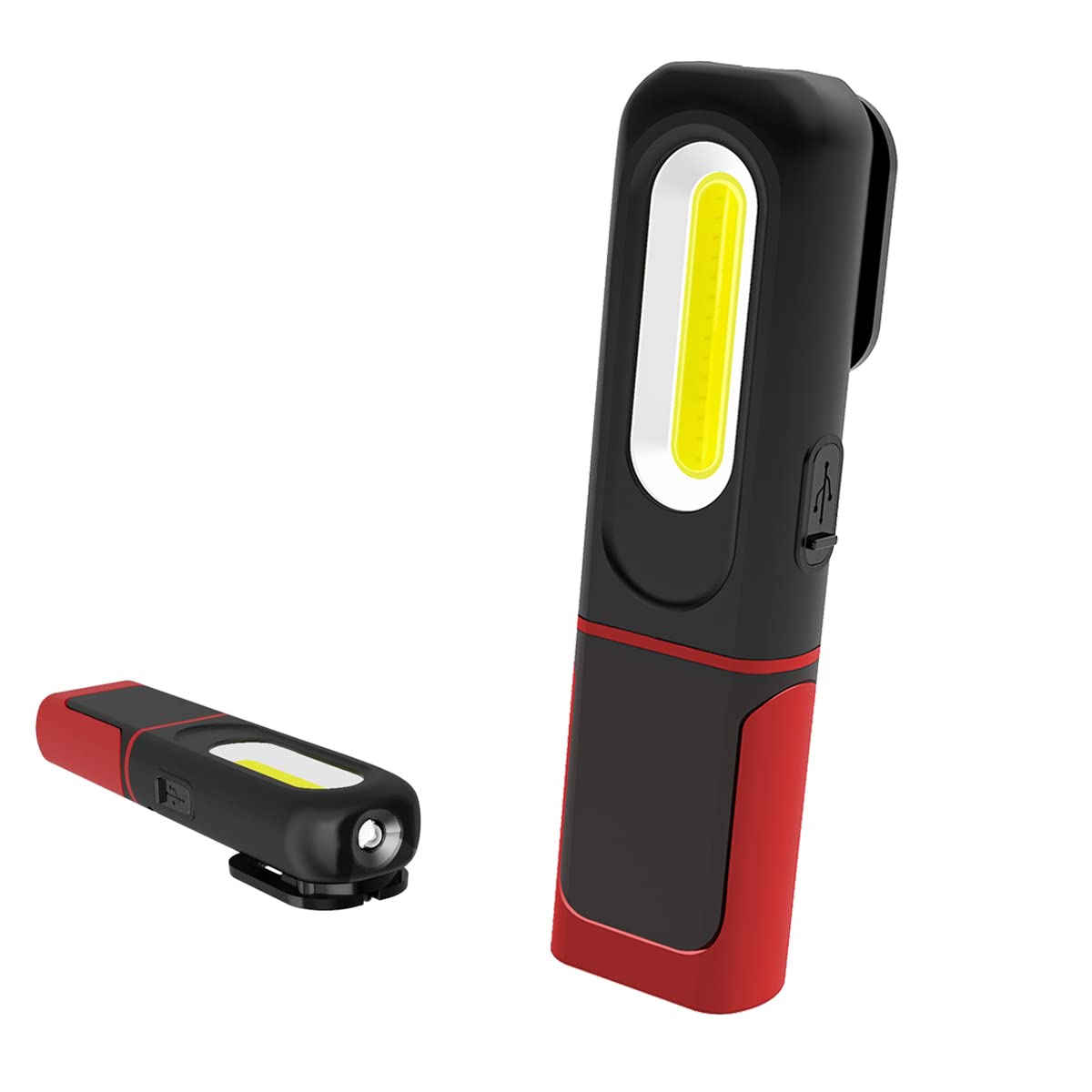 Akumulatorowa lampa robocza LED, lampa inspekcyjna 2 w 1 z obrotem o 360 stopni i latarka LED COB 5W z podstawą magnetyczną i haczykiem