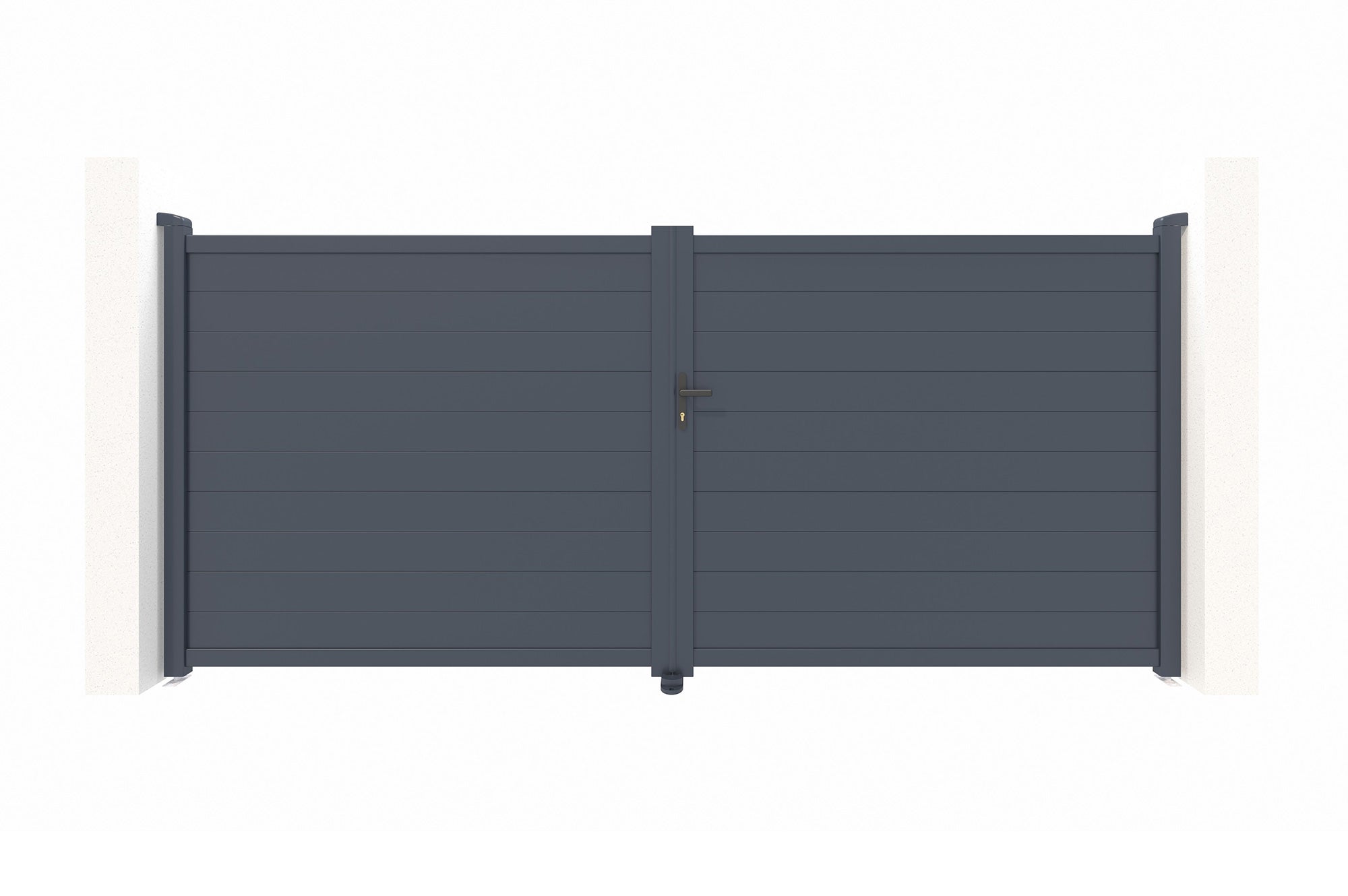 Portail battant 3m EIGER H.180cm + Portillon 1m EIGER H.180cm aluminium gris - 5