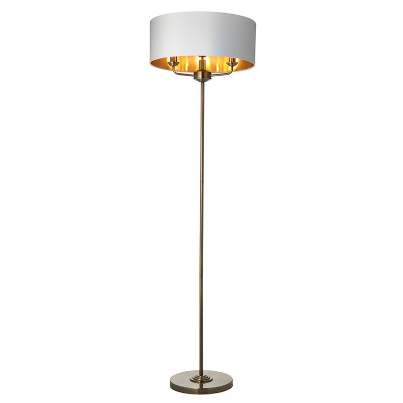 Lampa stojąca z abażurem HIGHCLERE antyczna mosiężna 3xE14x40W metal wym:160x47x47cm IP20 Endon