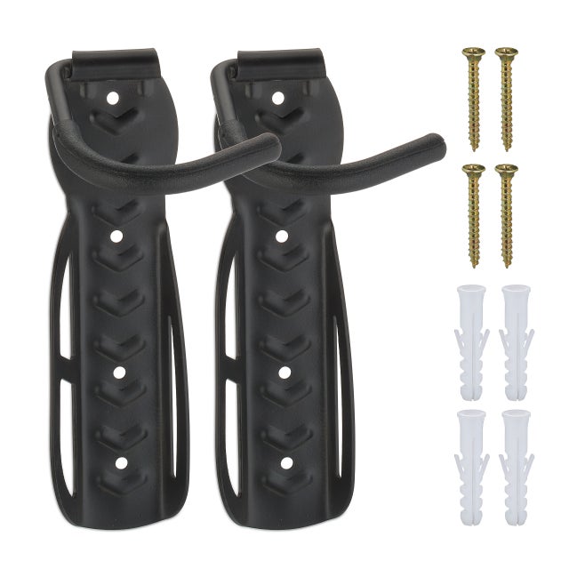 Lot De 2 Porte-vélos Muraux Noirs Pour Garage - Crochet Vertical - Neuf En Boîte