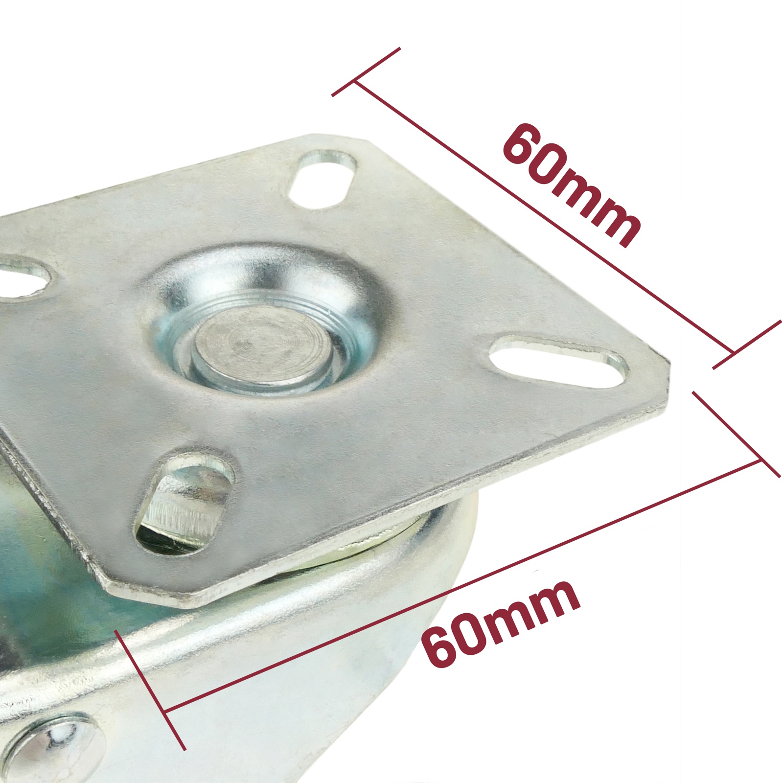 Ruote girevoli doppie design industriale in poliuretano e PVC senza freno, 50 mm, grigio (confezione da 4) - 3