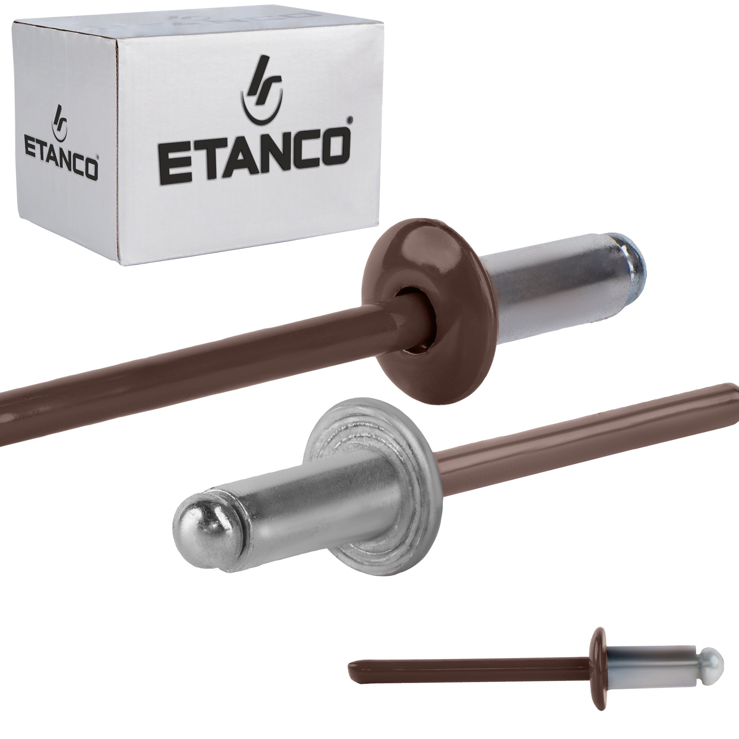 Nity otwarte aluminiowe Etanco Lakierowane RAL 8017 4,8x10 mm 500szt