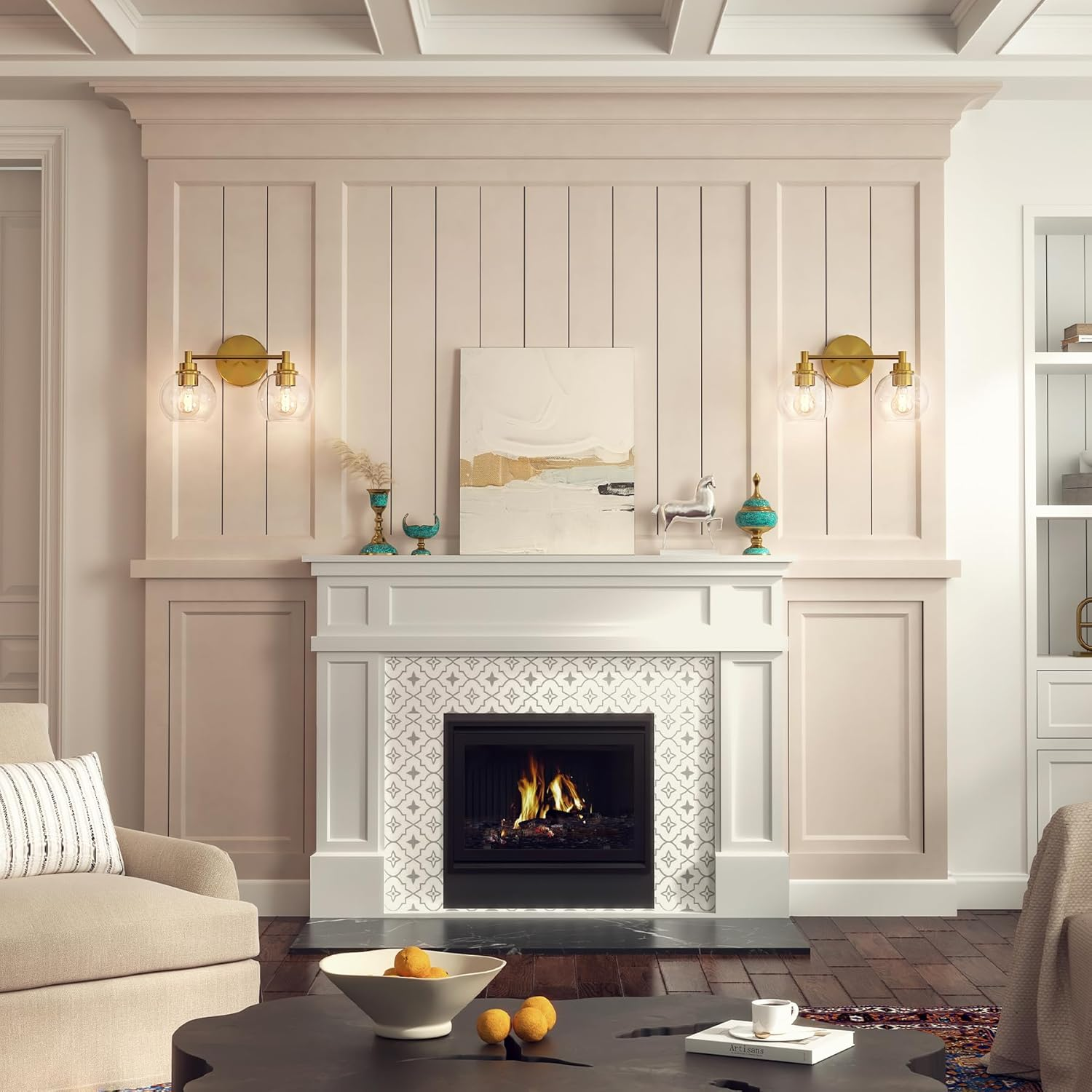 Applique de salle de bain, Applique murale 2 lumières avec abat-jour en verre, Applique murale pour tableau, Éclairage pour miroir (sans ampoule) - 7