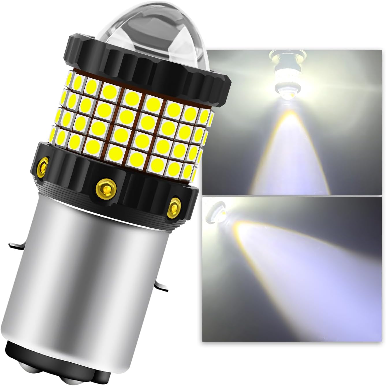Une ampoule de phare de moto LED H6 BA20D, faisceau réel à 360 Une ampoule de phare de moto LED H6 BA20D, faisceau réel à 360