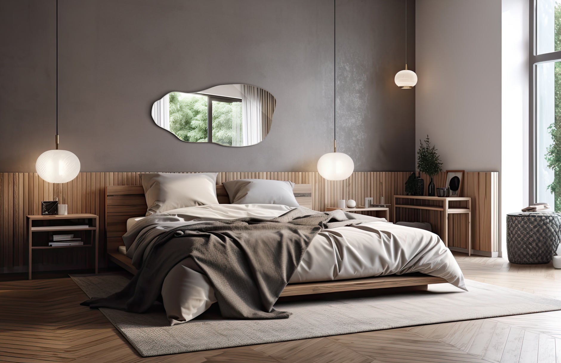 Miroir mural décoratif - Irrégulier - pour la chambre, le salon - 40 cm x 80 cm - 8