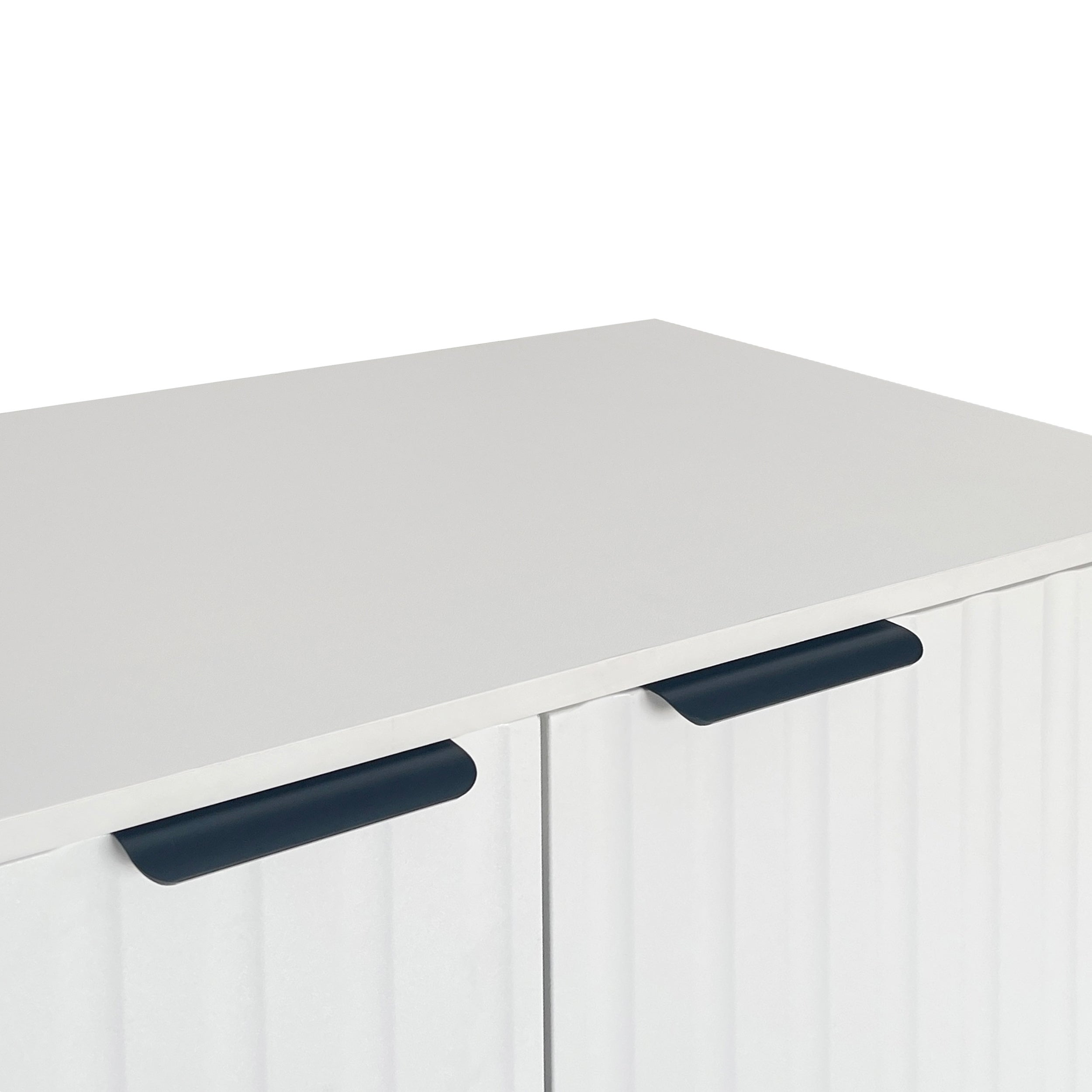 Buffet moderne à 4 portes, buffet avec poignées et pieds en métal, 160x40x80,5 cm, panneaux de particules, blanc - 8