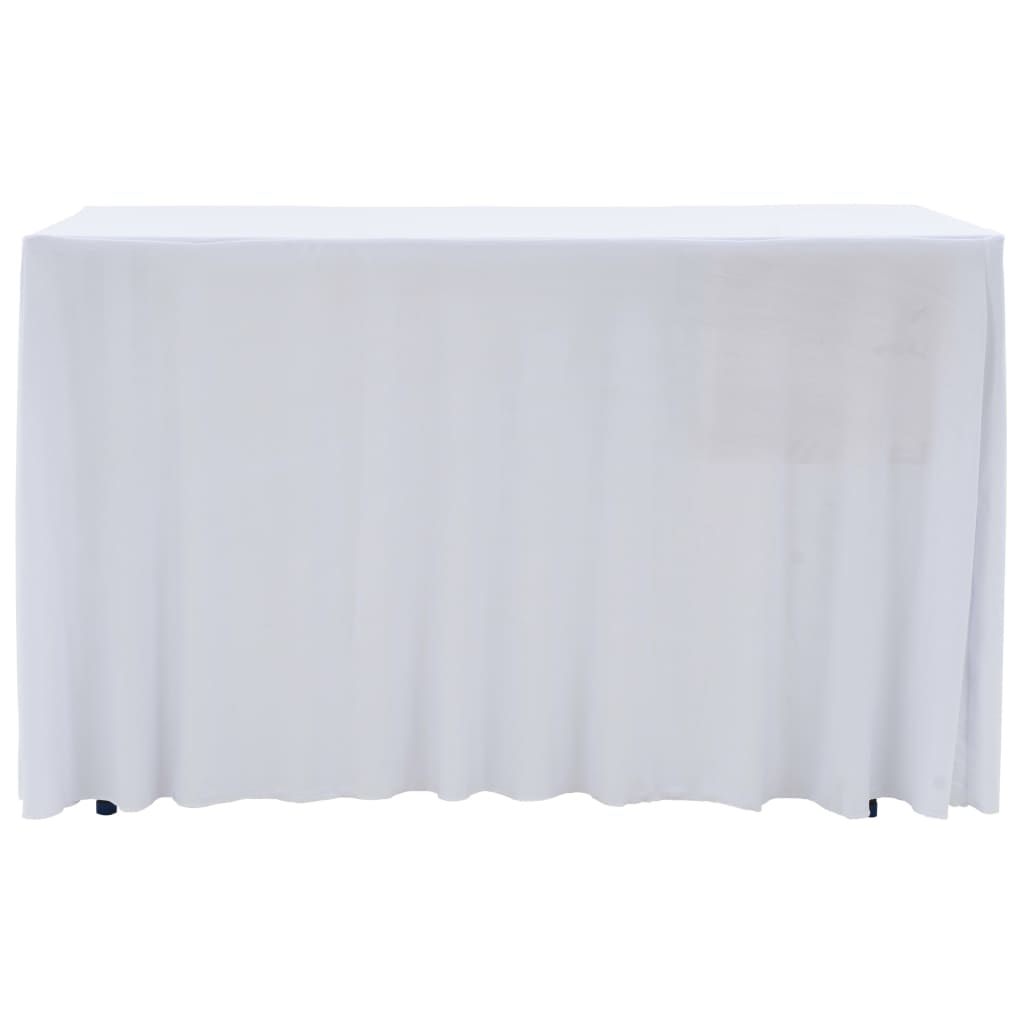 Rozciągliwy obrus 2 szt. z falbaną 183x76x74 cm biały