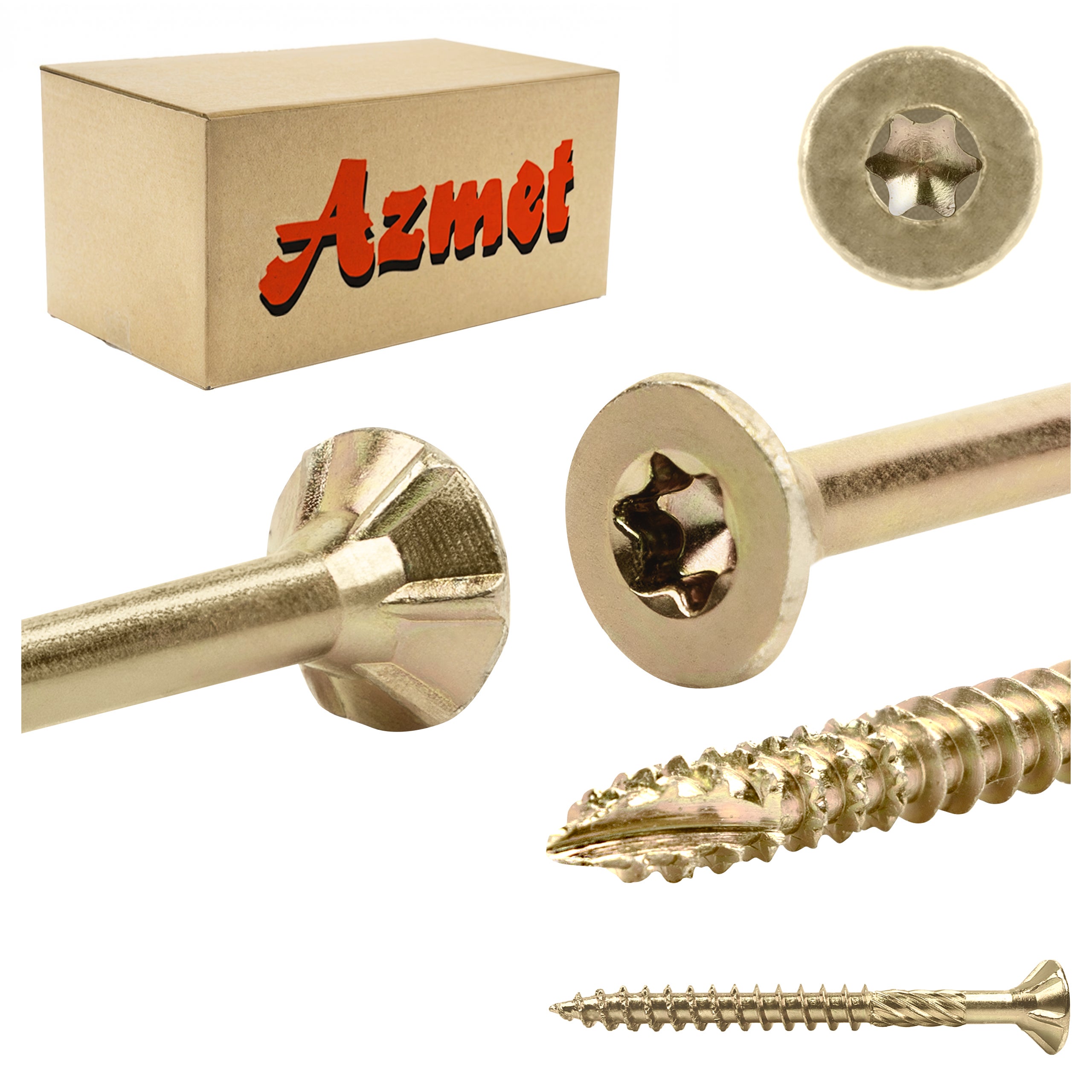 Wkręty do drewna Azmet WT 6x60 mm na torx tx z łbem stożkowym 100szt