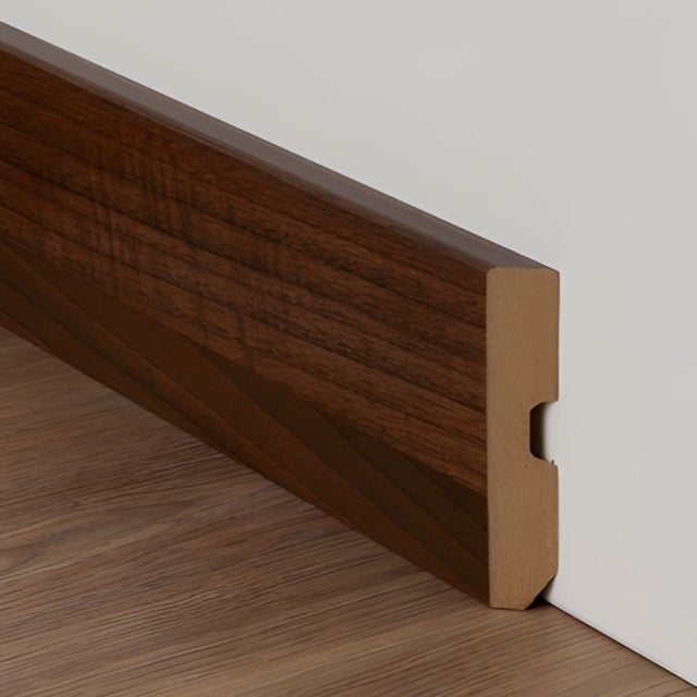 Plinthe carrée en MDF mélaminé décor noyer 12x90x2225 mm – Lot de 10 unités