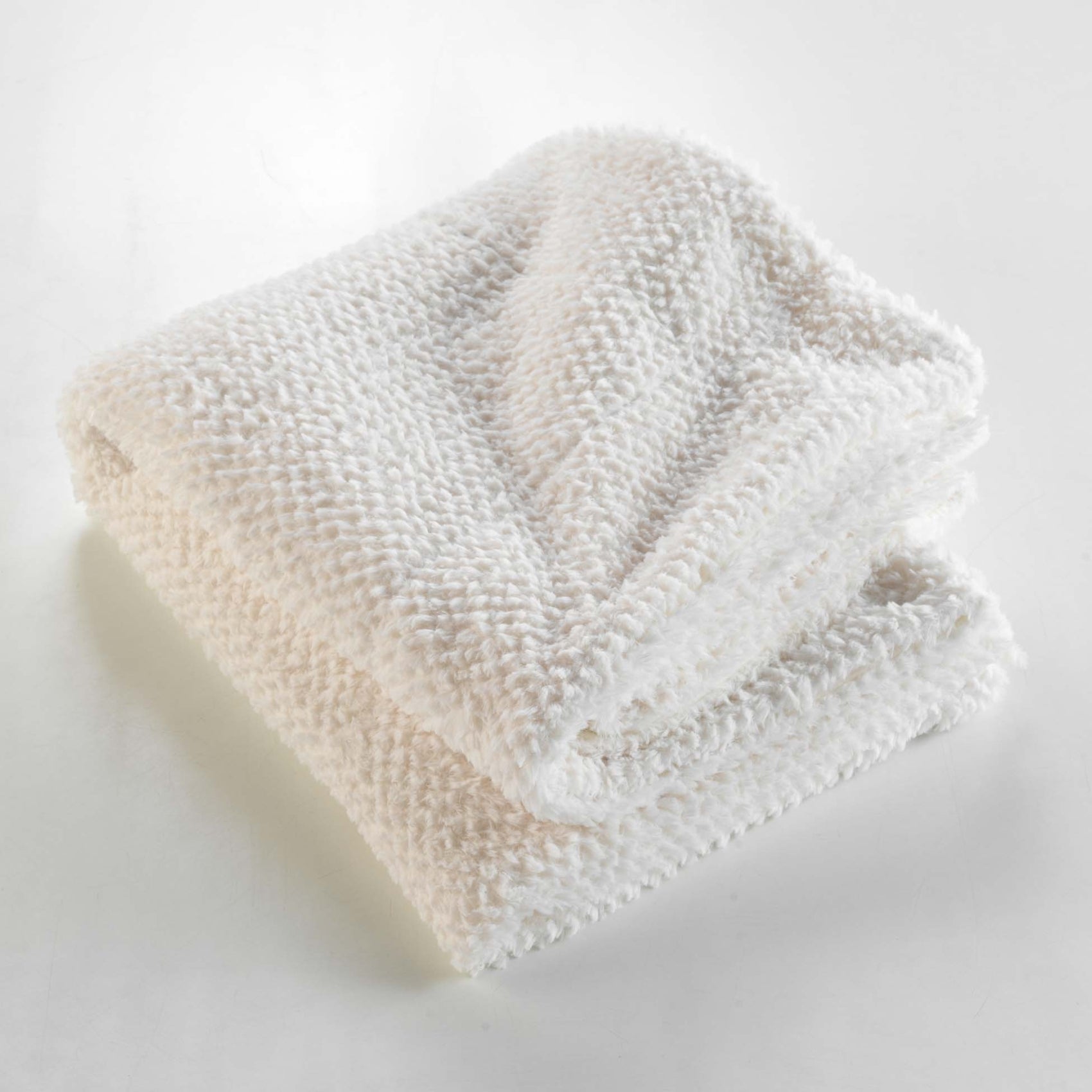 Plaid grande taille en imitation fourrure - Naturel - 180x220 cm - Polyester/Fourrure - 2