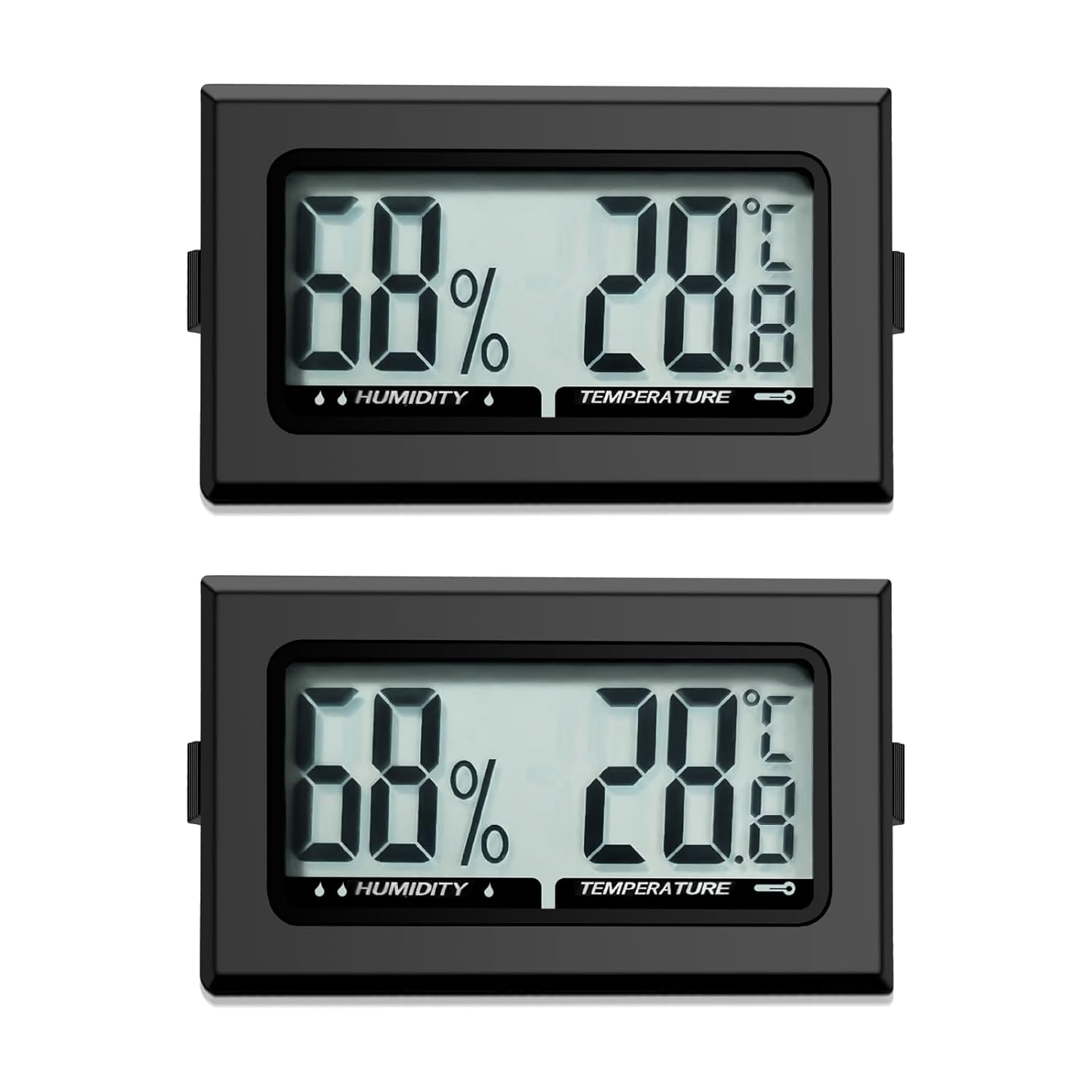Zestaw 2 cyfrowych termometrów wewnętrznych - Mini higrometr - Higrometr cyfrowy - Do biura, kuchni, ekran LCD