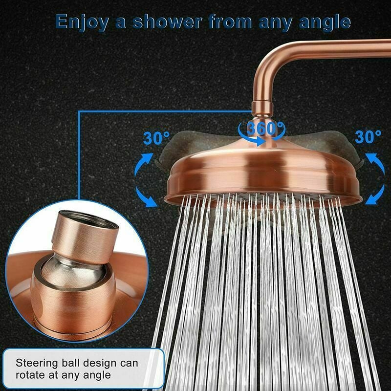Cabezal De Ducha De Cobre Antiguo - Alta Presión, 5 Ajustes, Fácil Instalación, Para Baño