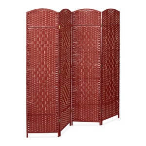 Paravent 3 Panneaux Bambou Et Tissu 170x120 Cm - Pliable, Brise-vue, Séparateur Pièce Déco