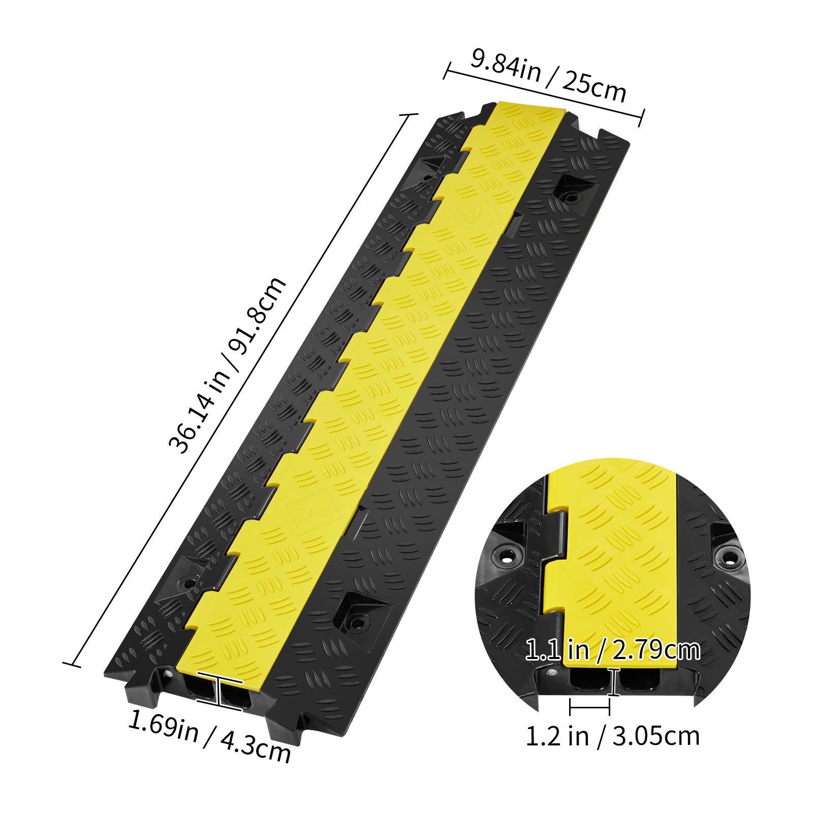 Rampe protezione cavo a SucceBuy 2 canali,capacità 22.000 lb in TPU resistente,dosatore velocità con coperchio in TPR,per uso interno ed esterno - 2