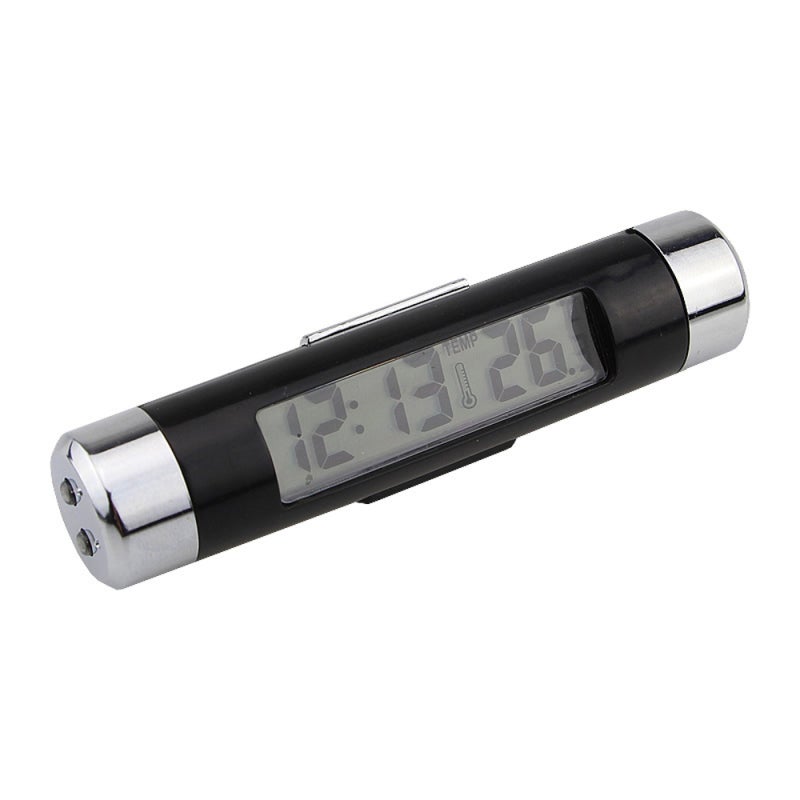 Horloge de voiture 2 en 1, thermomètre numérique à LED avec rétroéclairage bleu, commutation 12h/24h, pour voiture et camion - 3