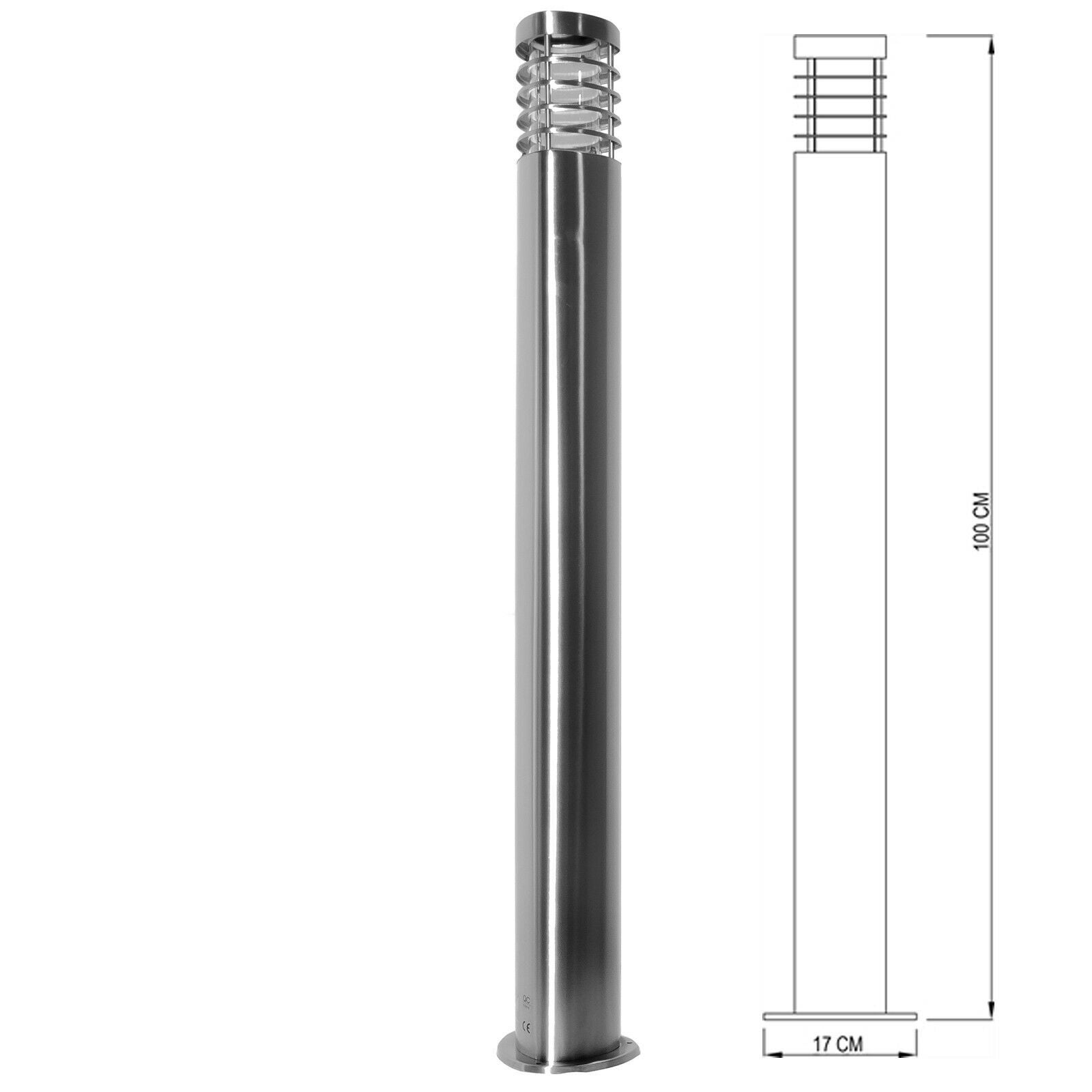 ESTADA Lampione LED palo acciaio inox impermeabile lampada attacco E27 100cm luce giardino cortile viale 230V - 4
