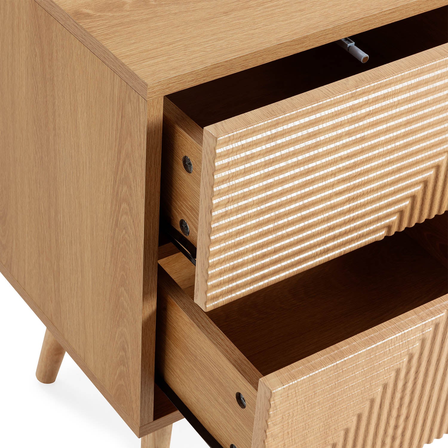 Mesita de noche Telmo 2 cajones color Roble - 7