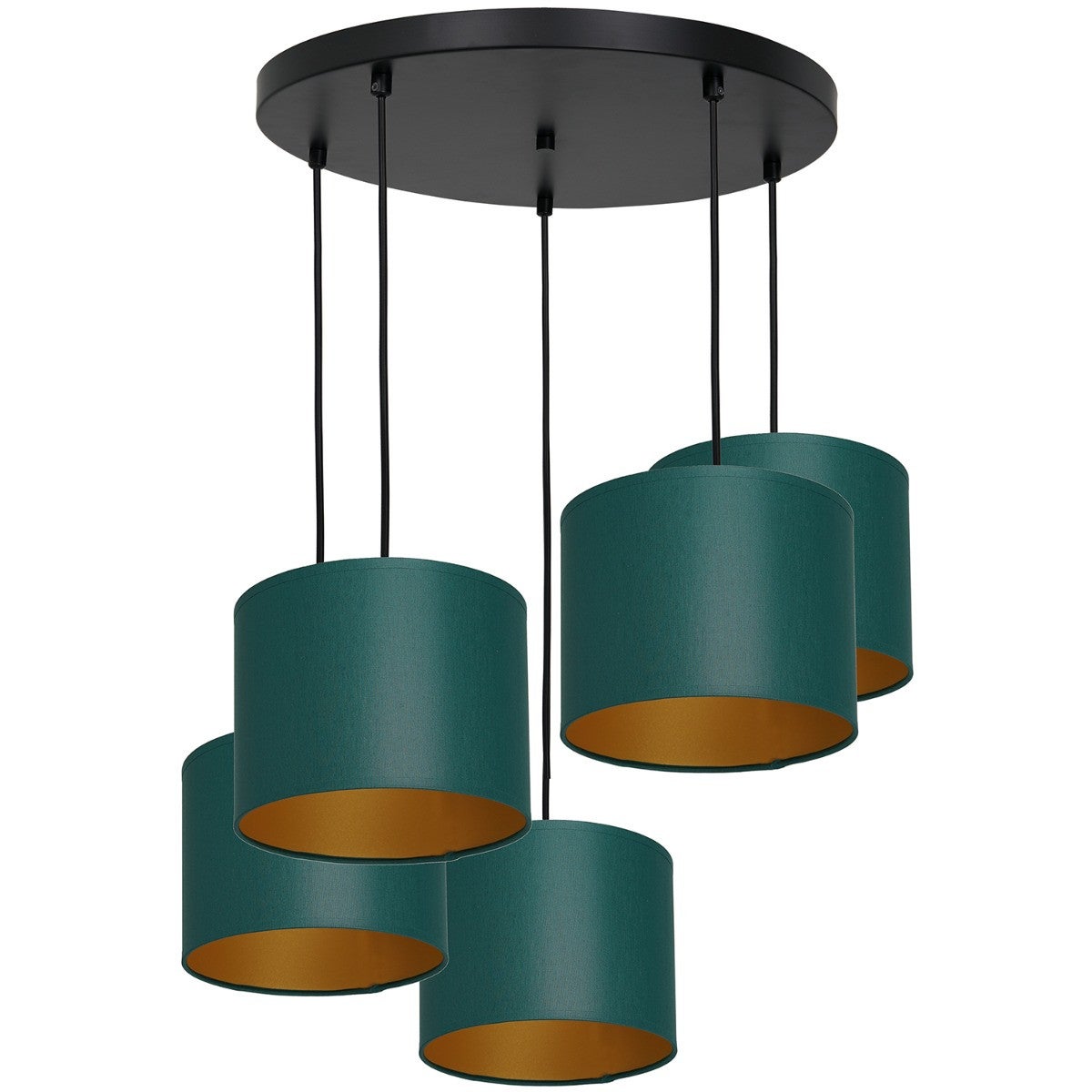 Lampa wisząca Arden zielono-czarny matowy-złota 5xE27x15W wym: 110 x 58 x 58 cm tkanina Luminex