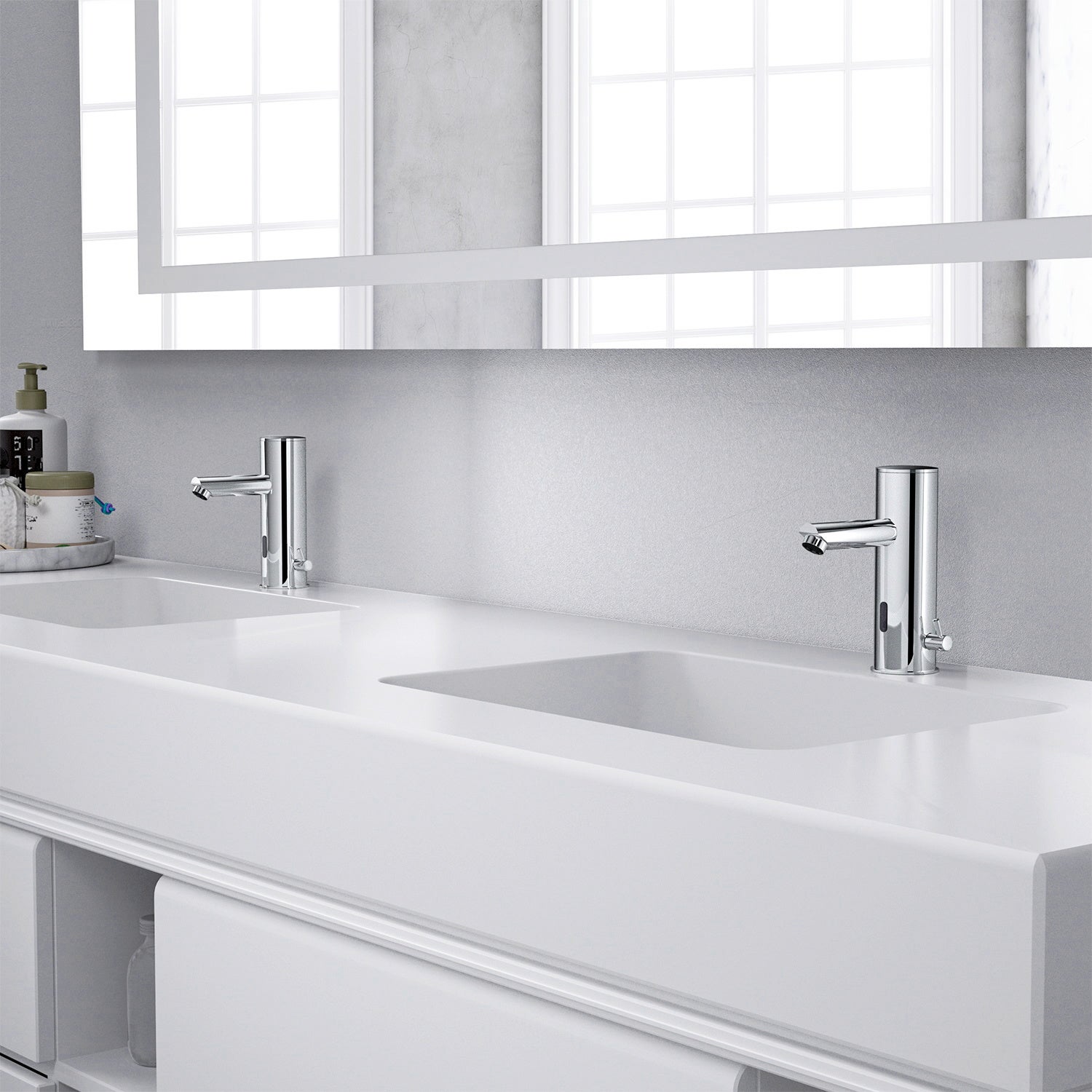 2PCS Mitigeur Lavabo Infrarouge Electronique Eau Froide Chaude Mitigeur Automatique Laiton Chrome Robinet Automatique de Lavabo Salle de Bain - 3