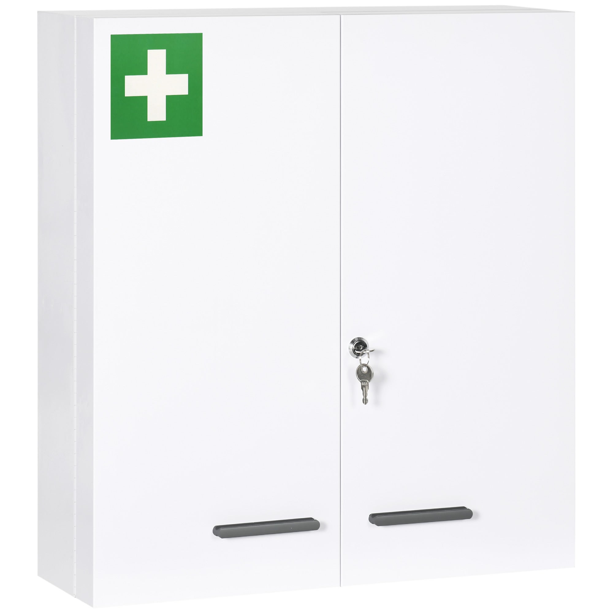 Botiquín para medicinas de 3 niveles armario de botiquín con cerradura y 2 llaves para cocina baño 55x18x60 cm blanco