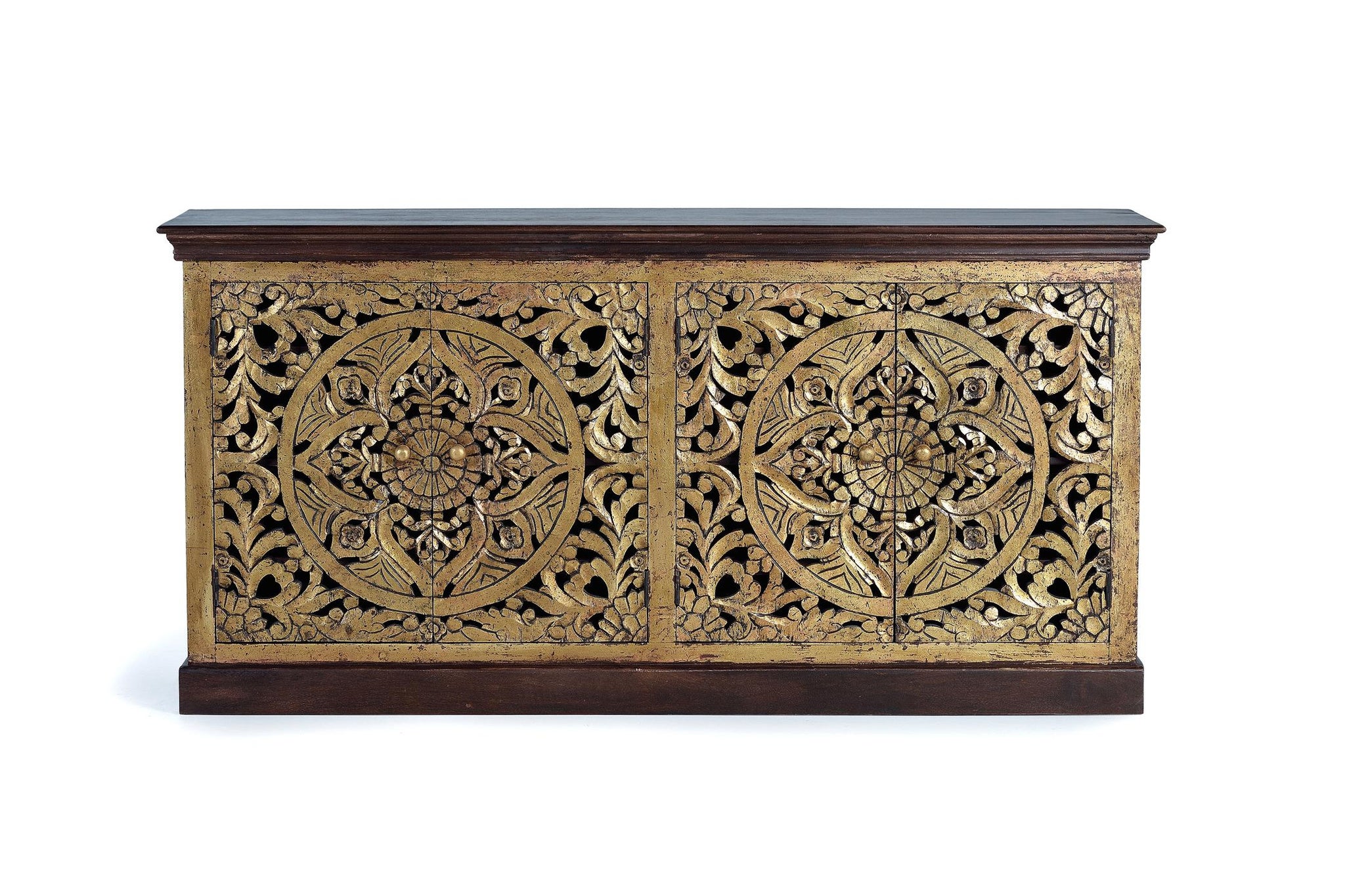 Kredens z drewna mango, styl boho, rzeźbiony, 90x180x40 GYC