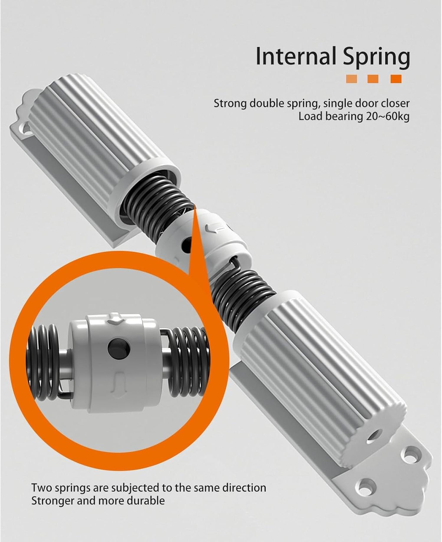 Ferme Porte Automatique, Groom Fermeture Porte à Ressort Réglable, Réglable Ferme-Porte pour Interieur et Extérieures, Porte Closers Noir (Max 60kg) - 7