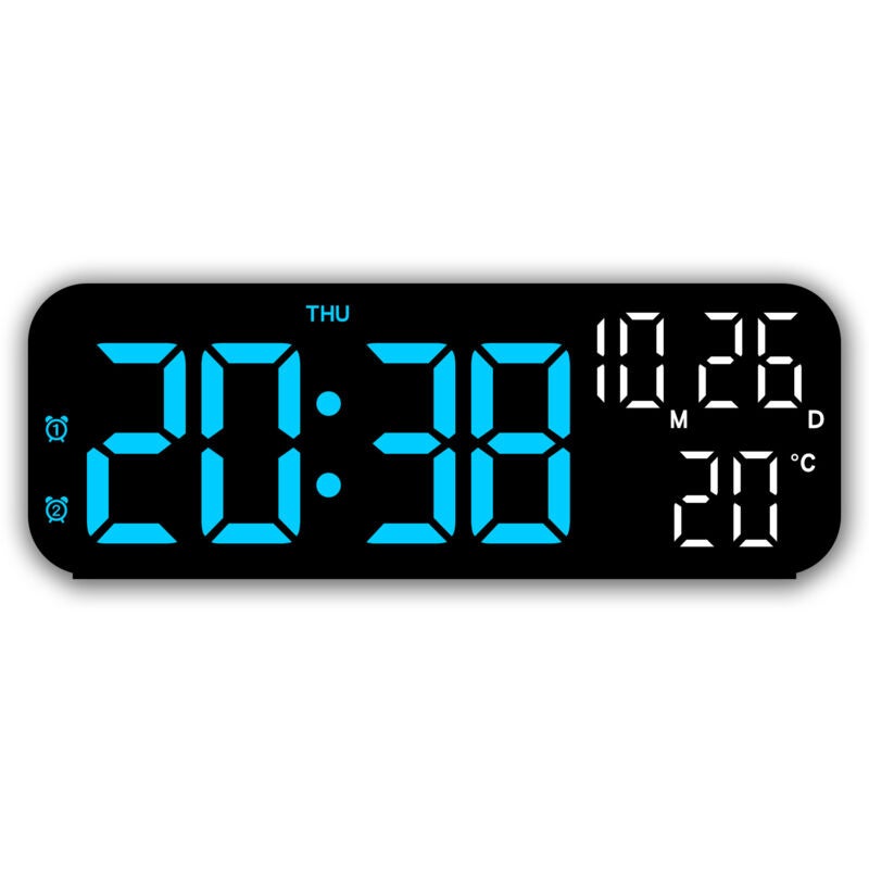 Ceas digital de perete/birou XVX cu afișaj LED mare și alarmă, negru.