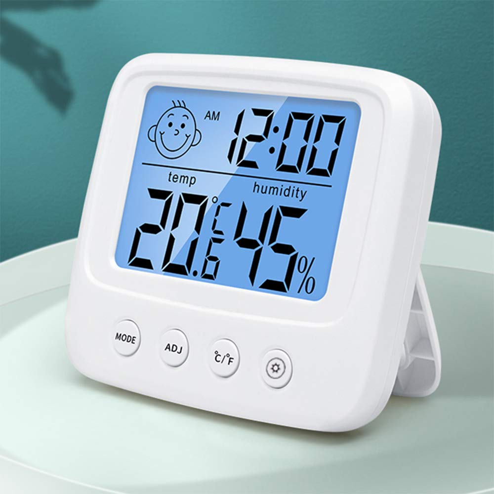 Cyfrowy termometr-higrometr wewnętrzny o wysokiej precyzji, monitor temperatury i wilgotności, zegar i funkcja ℃ / ℉ (bateria nie jest dołączona)