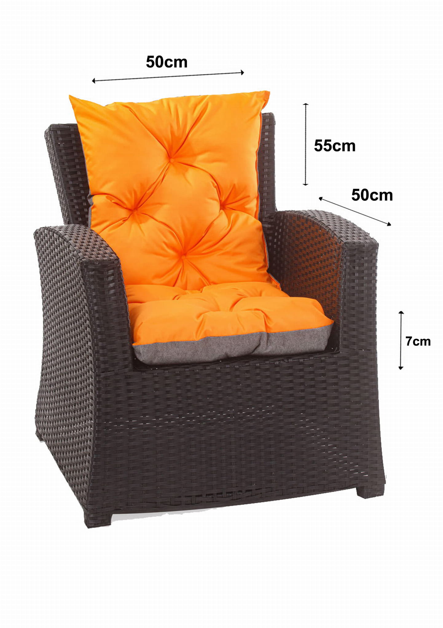 Cuscino per sedia da giardino 50x50x55 cm per