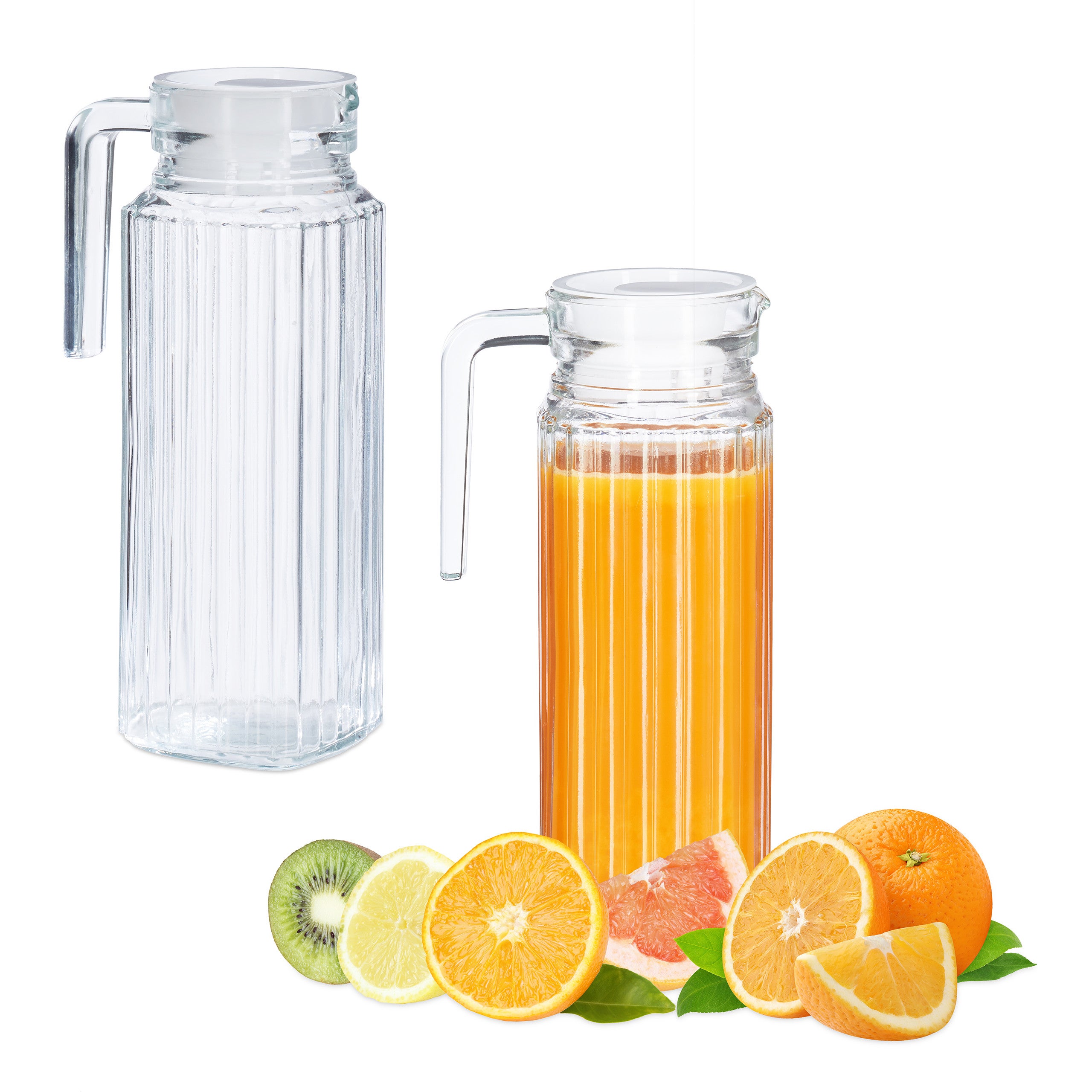 Pichet Carafe En Verre Transparent D'un Litre – Idéal Pour L'eau Ou Le Jus