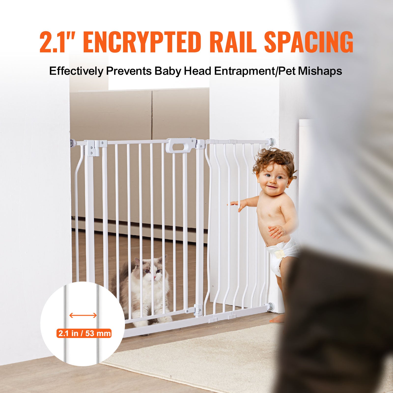 Barrière pour bébé extra large, 75 à 118 cm, Hauteur 76 cm, Barrière auto-fermeture Easy Step pour enfants et animaux SucceBuy - 7