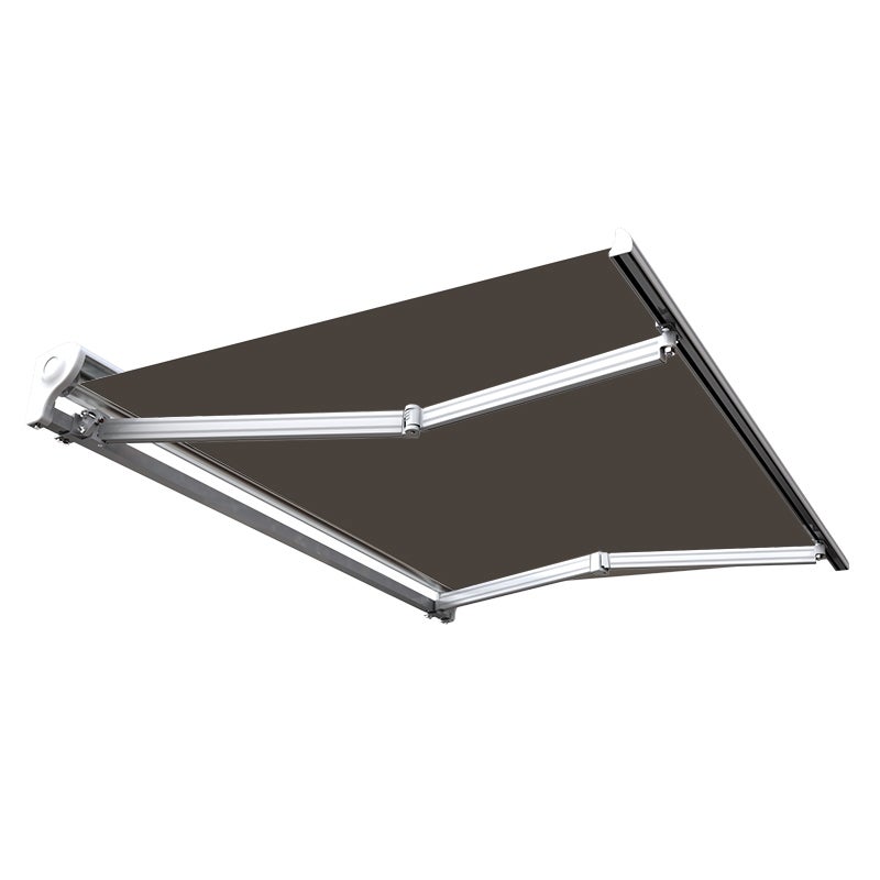 Store Banne Manuel Semi Coffre 2,90 X 2m En Aluminium, Structure Grise Anthracite, Toile Taupe