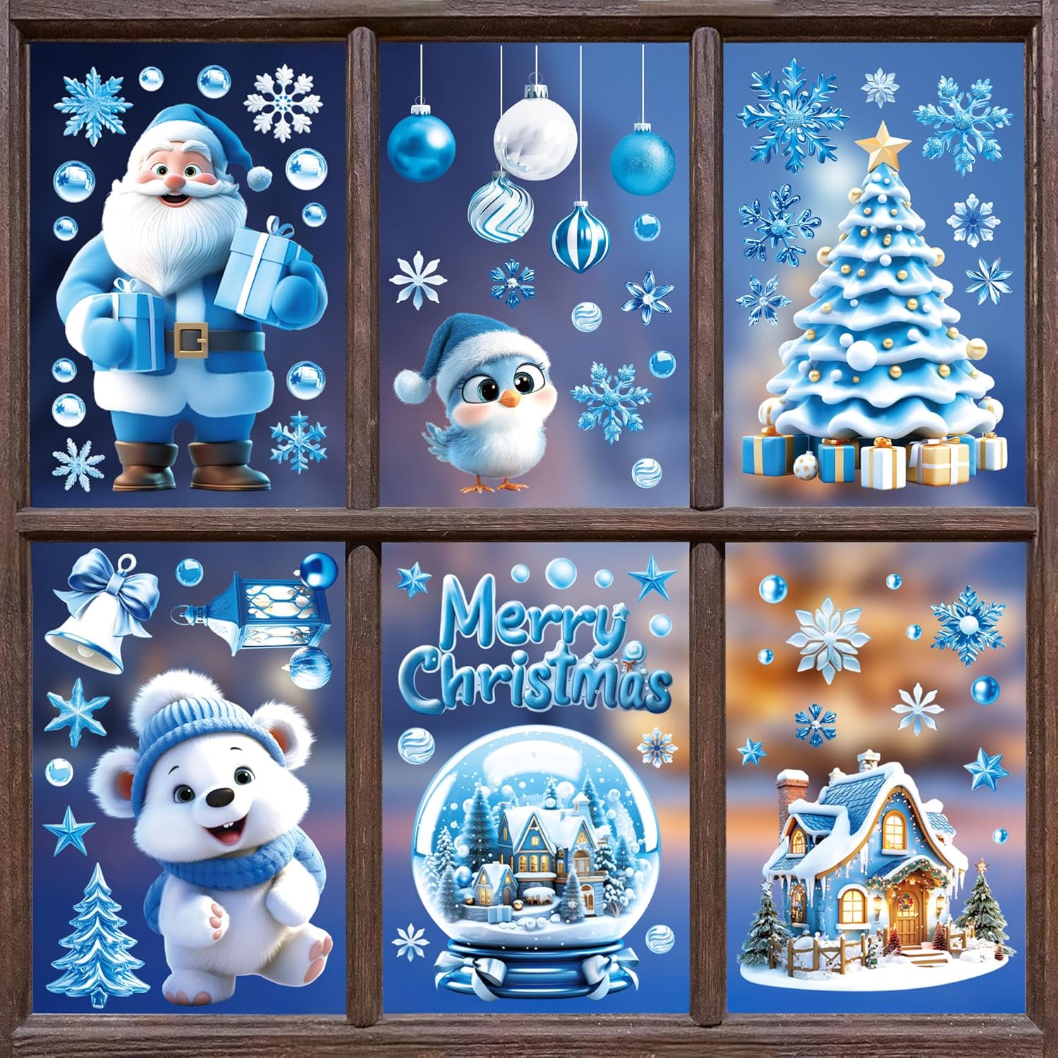 Décoration Noël Fenetre Stickers Noël Fenêtre Réutilisables PVC - Motifs Rennes, Flocons - Décoration électrostatique Sans Colle Autocollant Noël Réutilisable Renne Flocon Fenêtre Vitre