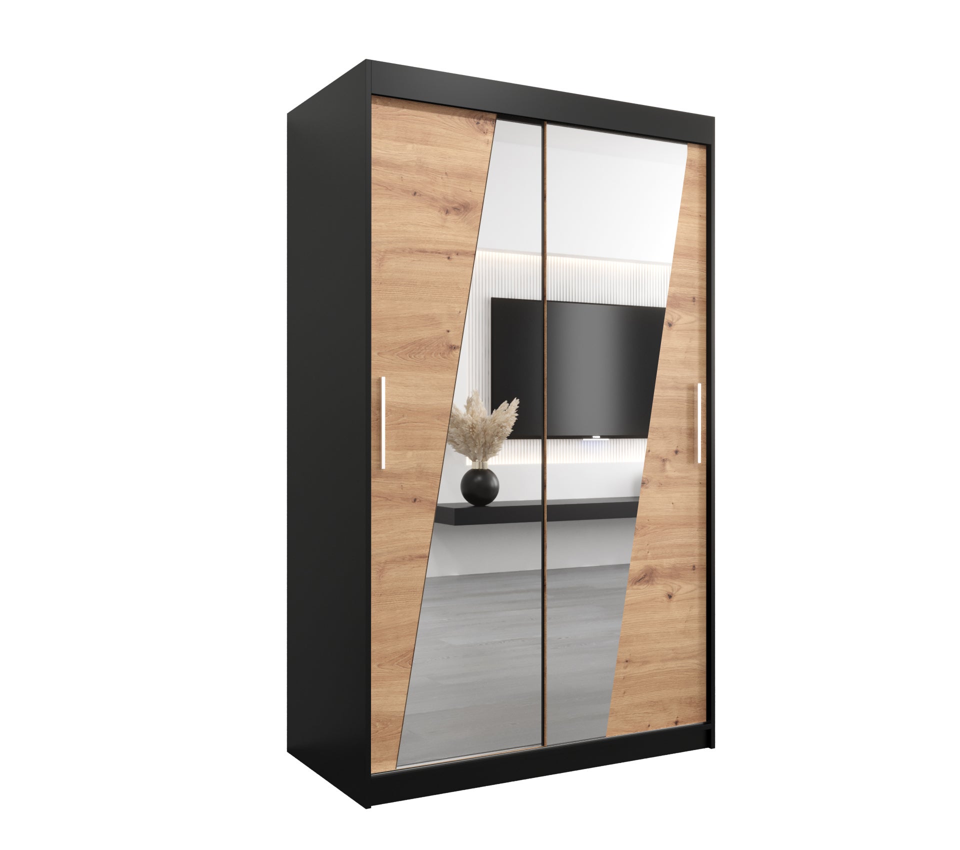 Szafa przesuwna garderoba RHOMB 120 x 62 x 200 cm Czarny + Artisan - Abiks Meble