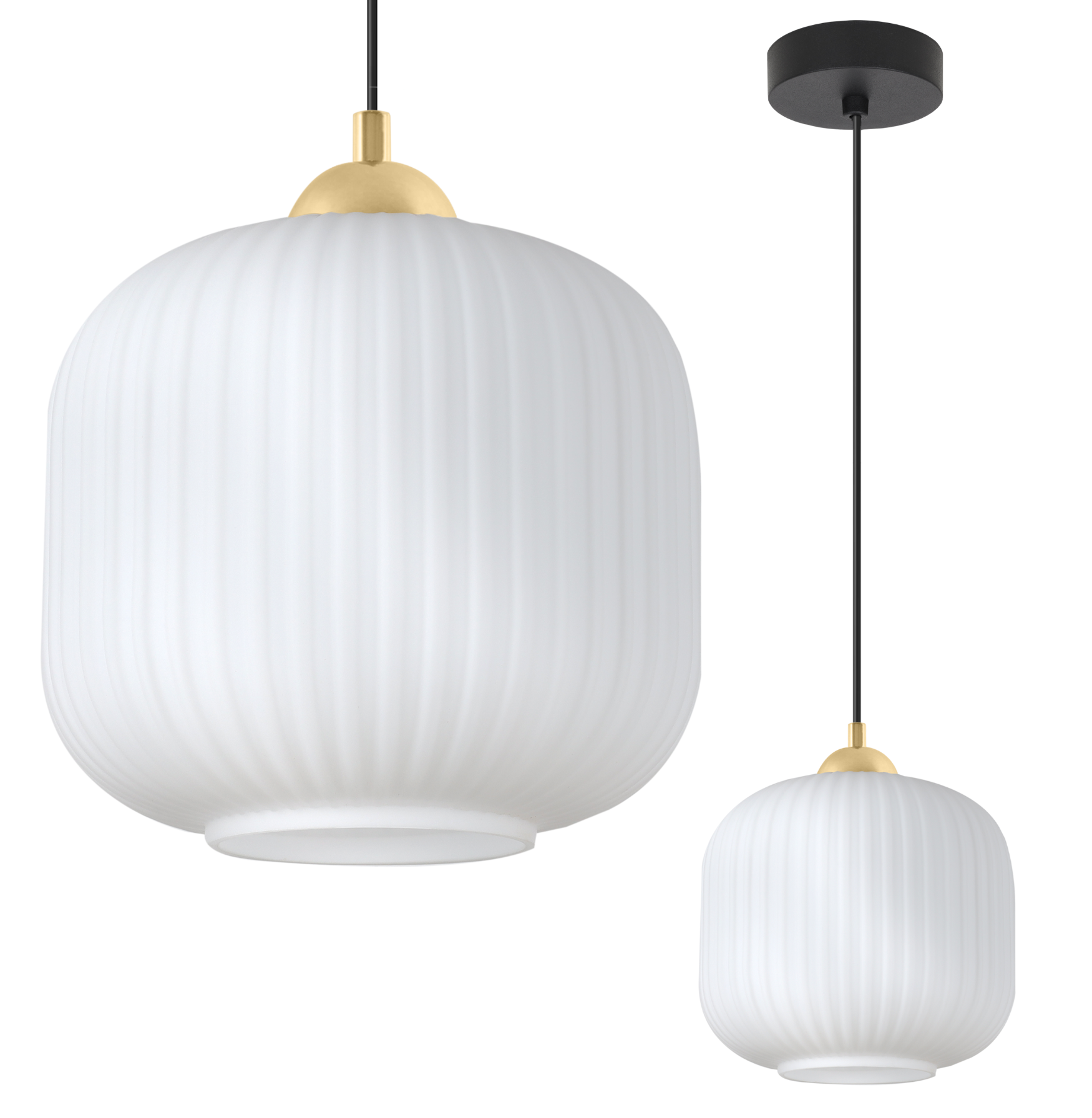 Lampa sufitowa wisząca Riffle loft 1xE27 klosz walec 20cm biały/czarny/złoty Light Home LH