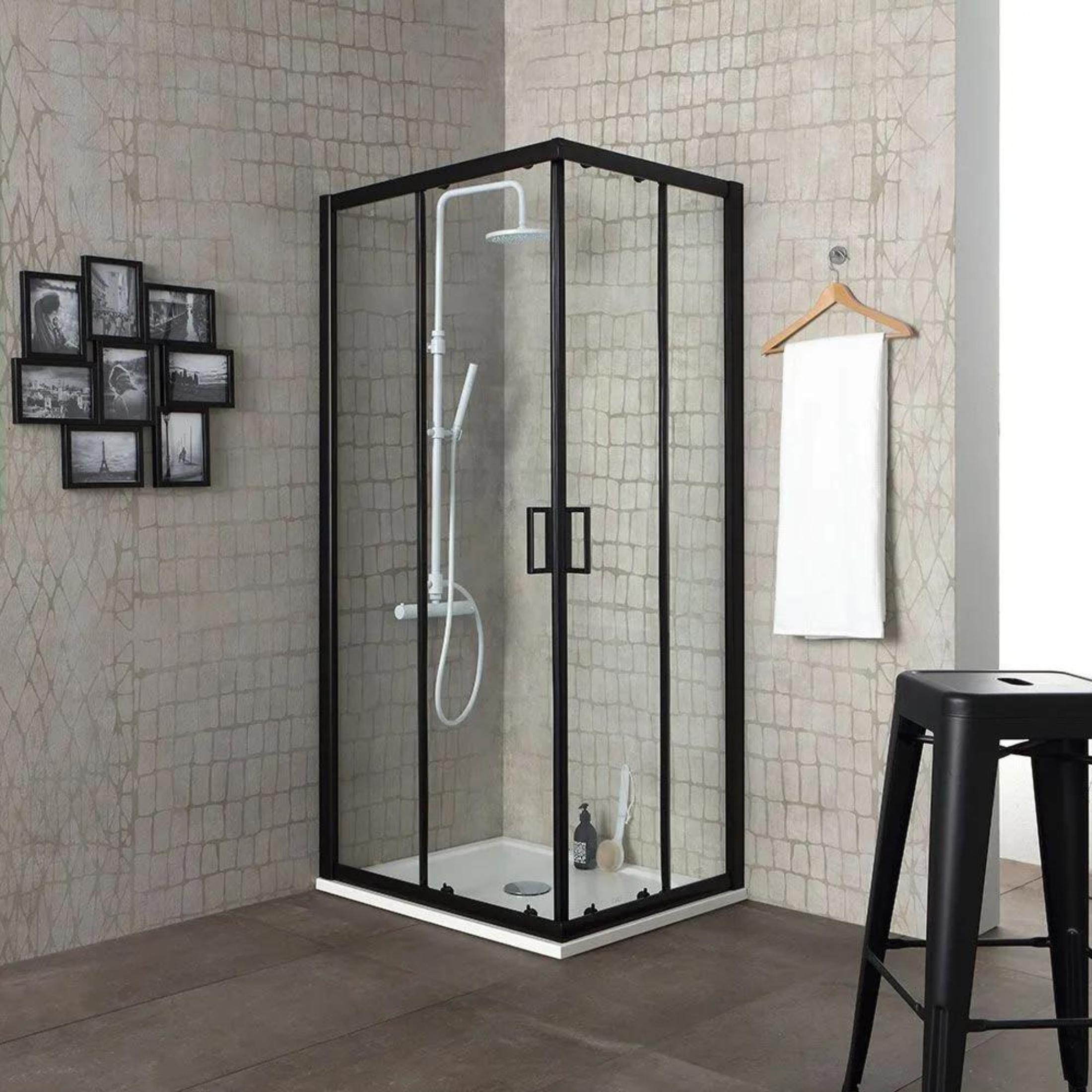 Mexen Rio Cabine De Douche Carrée 90 X 90 Cm, Transparente, Noire - 860