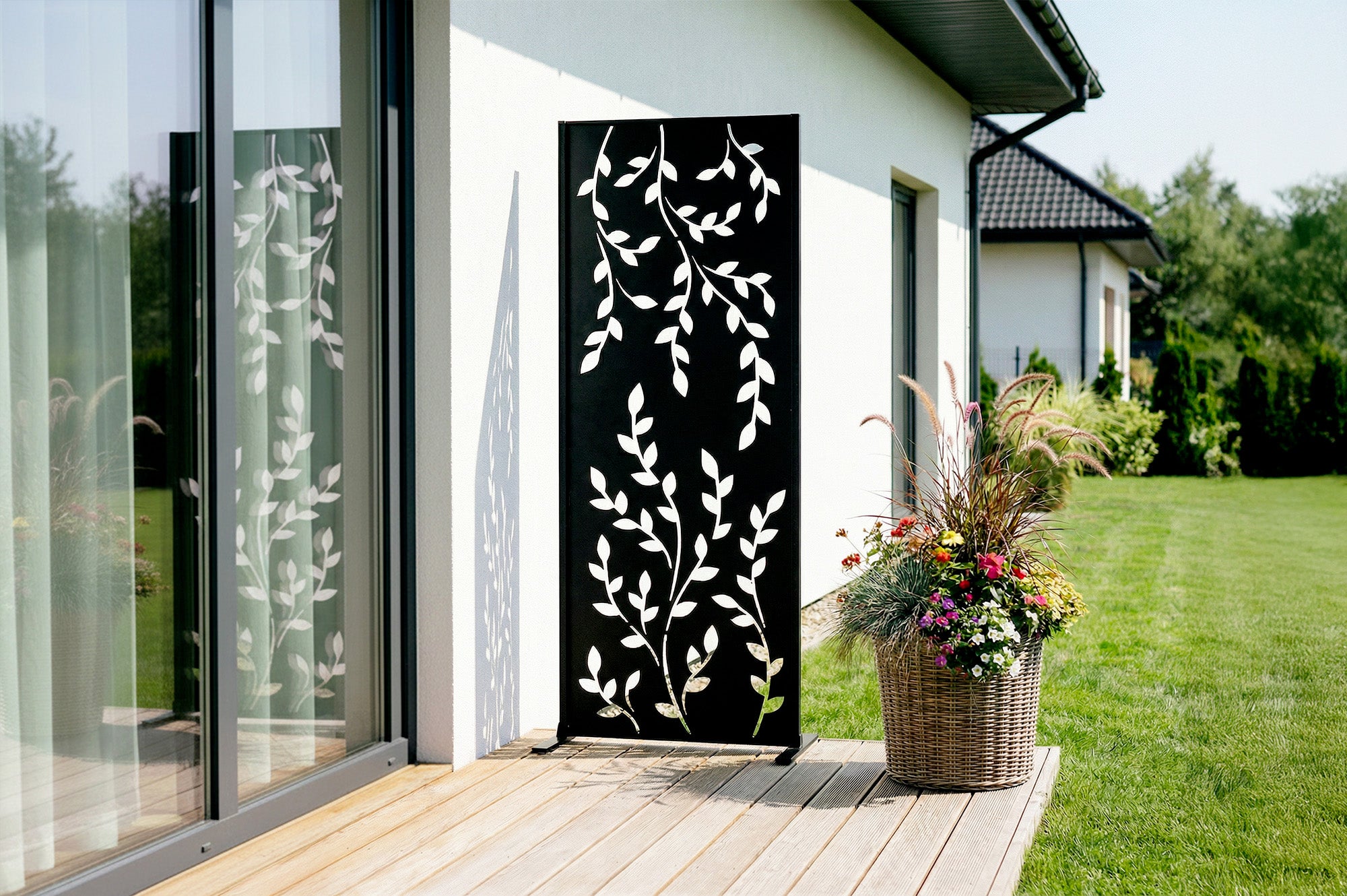 Panel dekoracyjny FOLYA, czarny, wys. 160 cm, wzór na całej powierzchni