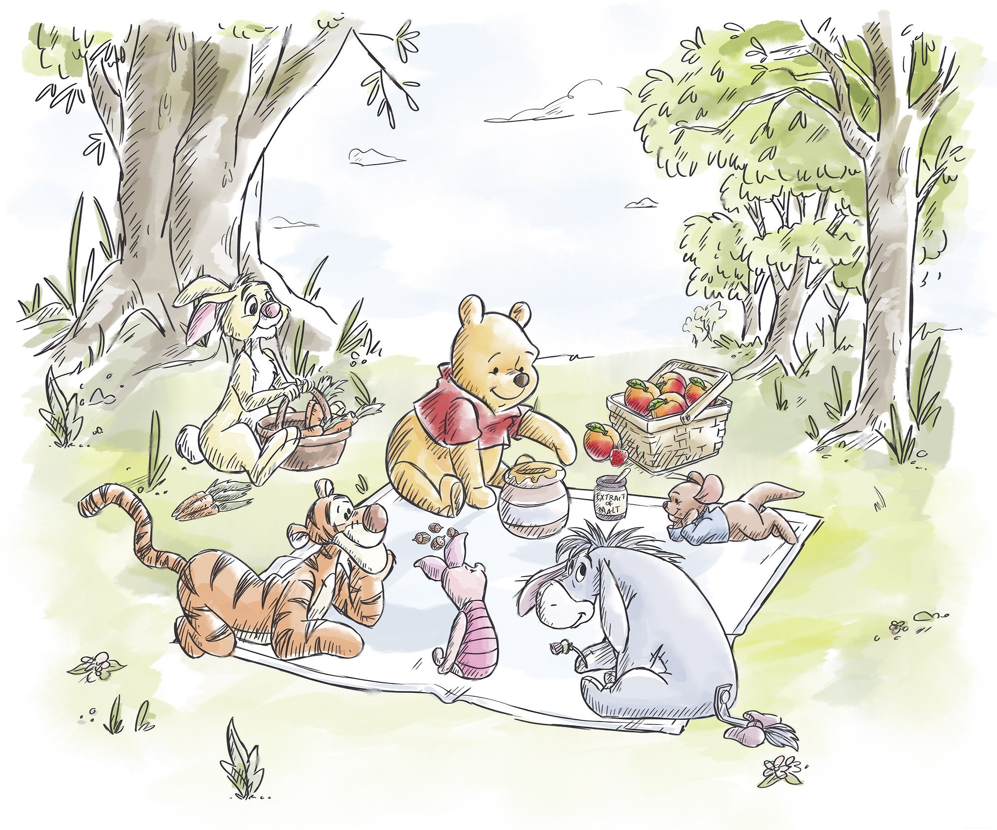 Fototapeta Winnie the Pooh w wielu kolorach - 300 x 250 cm - KOMAR