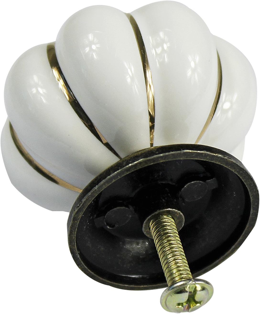 Zestaw 10 ceramicznych gałek do mebli w stylu vintage europejskim w kształcie dyni do komód, szafek i szuflad, białe