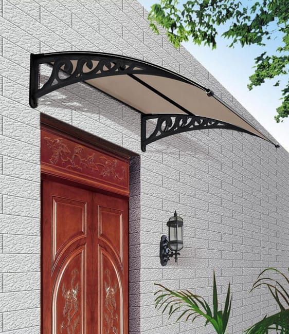 Pensilina Da Esterno In Policarbonato E Alluminio, Tettoia Per Finestre E Porte,Policarbonato E Alluminio Per Porte E Finestre, Tettoia Da Esterno Con Kit Montaggio,100 * 300 Cm (bianco