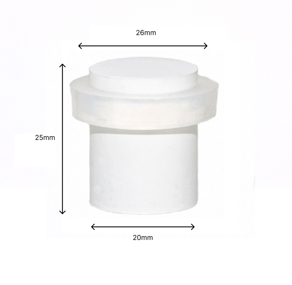 Lot de 4 butée de porte 20 x 25 mm pour sol, acier laqué blanc avec caoutchouc de protection, montage à vis, Herrajes EVI - 5