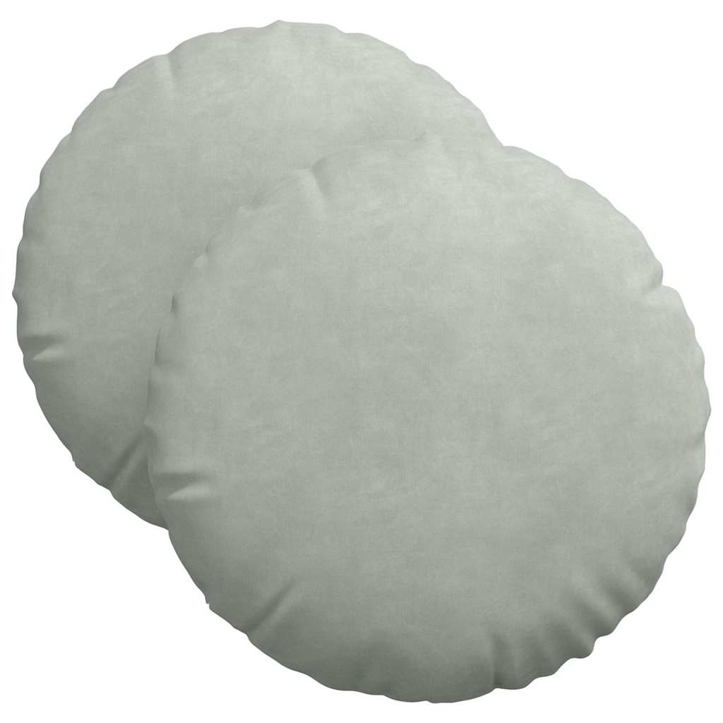 Cojines de asiento, 2 unidades, gris claro, Ø 40 x 13 cm, terciopelo - 2