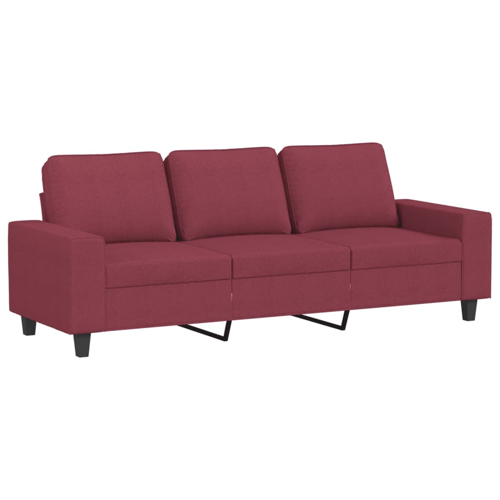 Sofá de 3 plazas | sofá de salón | sofá de descanso de tela rojo tinto 180 cm cfw59586