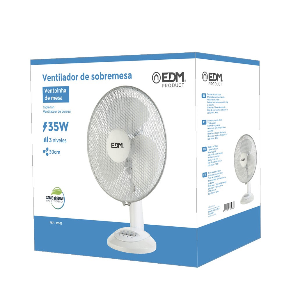 Ventilatore da tavolo bianco 35W Pale 30 cm - EDM - 7