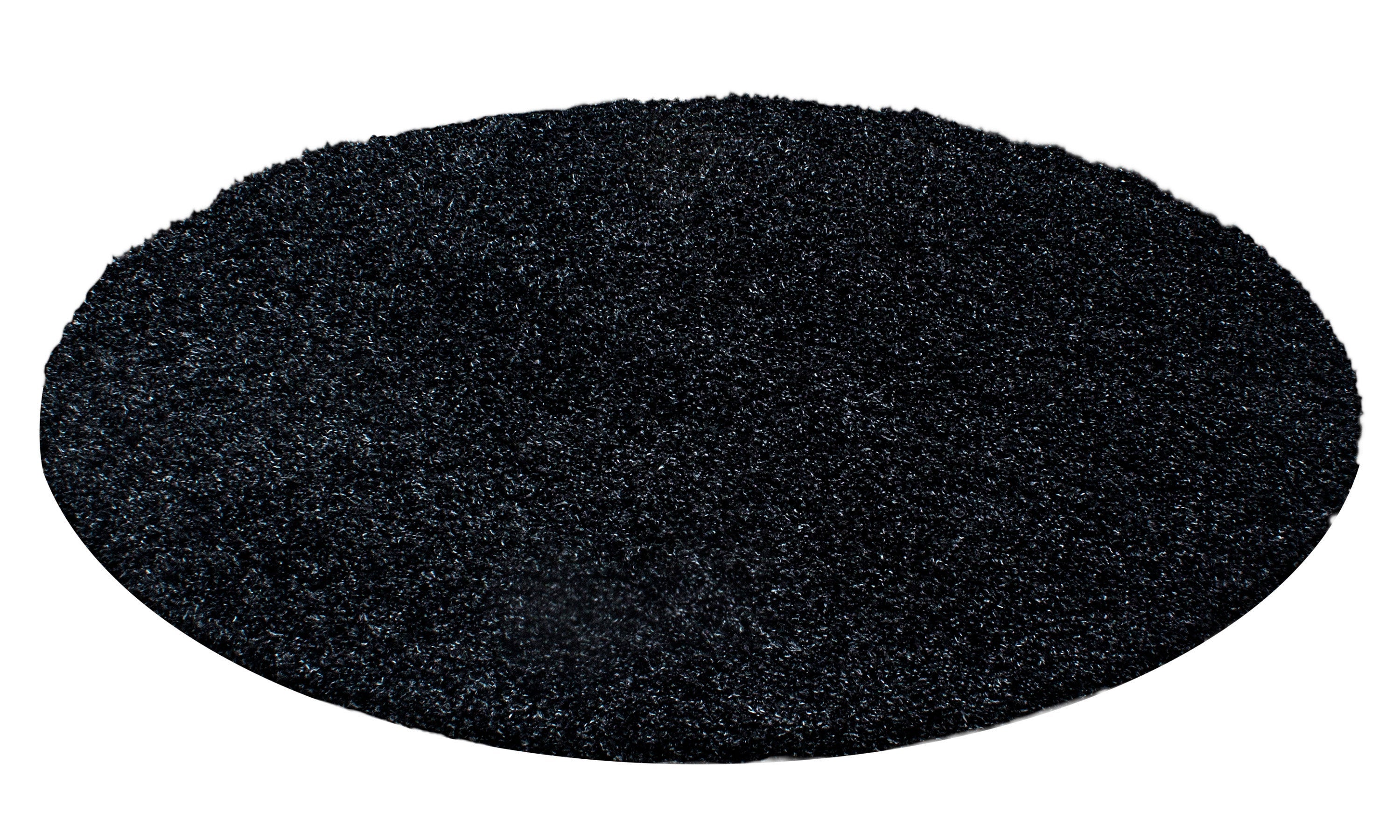 SHAGGY - Tapis Uni Rond - Anthracite 120 x 120 cm - 5