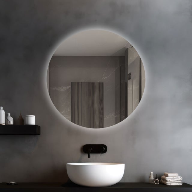 EARTH - Espejo redondo diam 70 cm con borde pulido retroiluminación LED perimetral