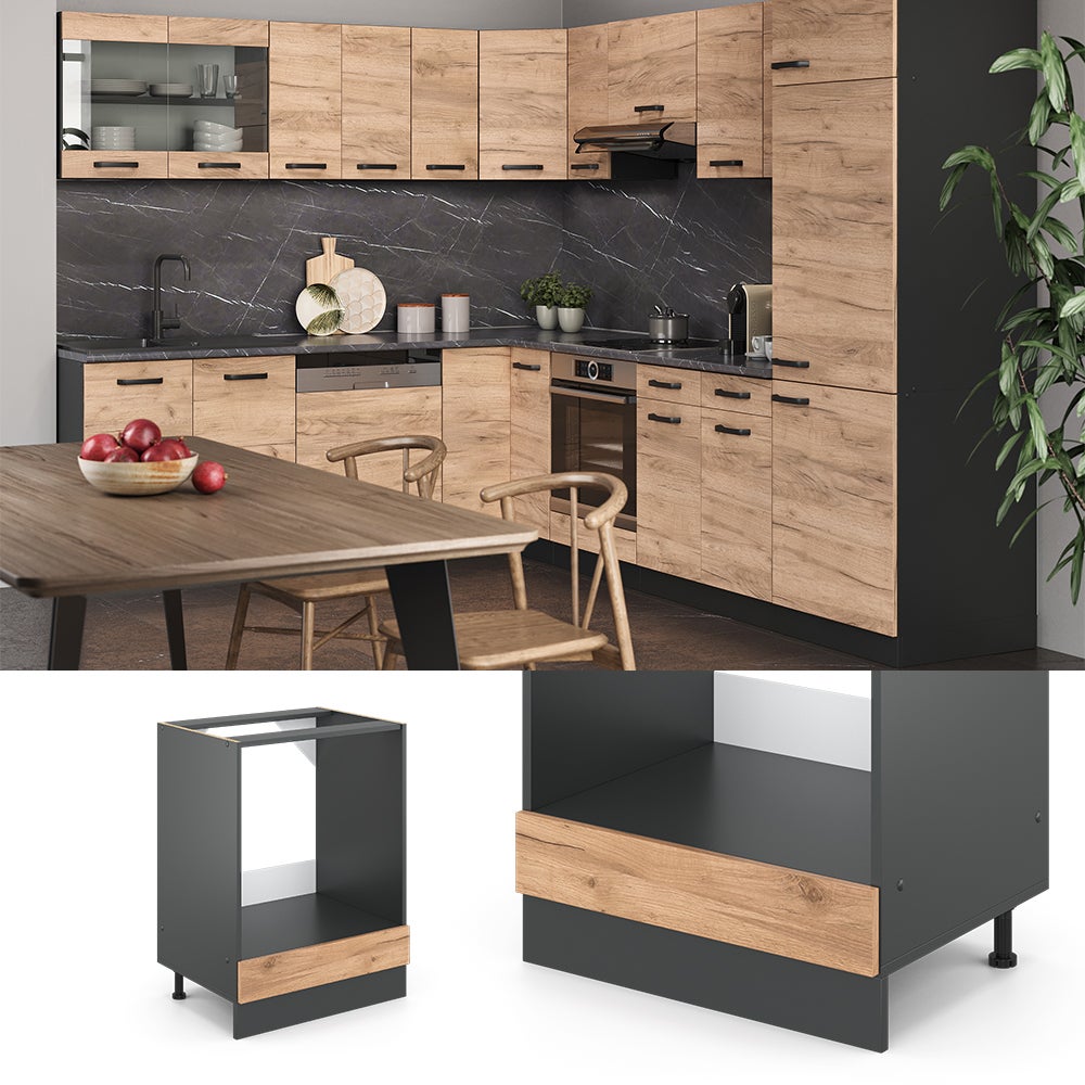 Vicco Meuble pour four R-Line, Chêne de force doré, 60cm sans PT - 2