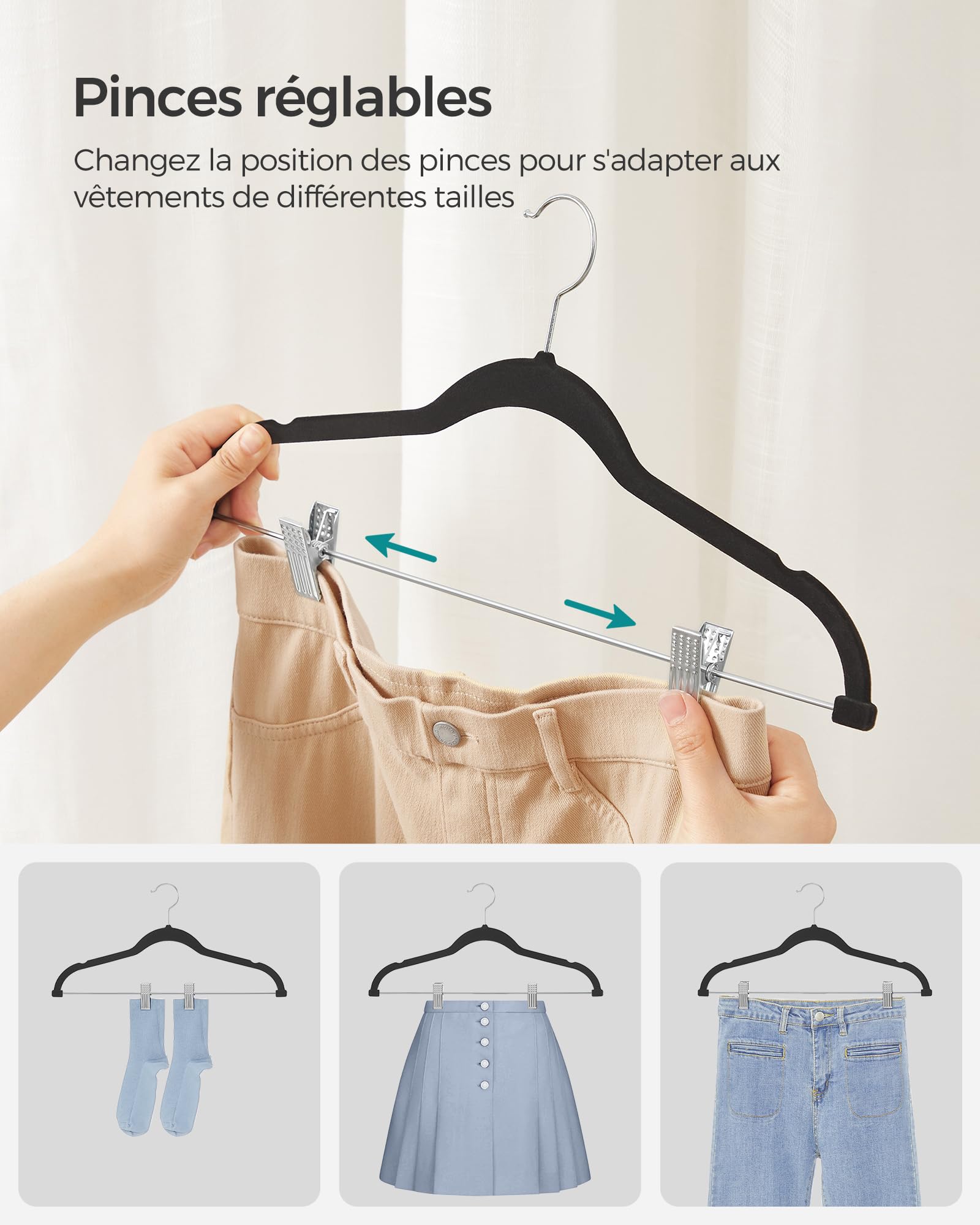 Lot De 5 Cintres En Plastique Avec Pinces Antidérapantes - Porte-Pantalons, Jupes Et Sous-Vêtements, Pliable Et Pivotant 360°