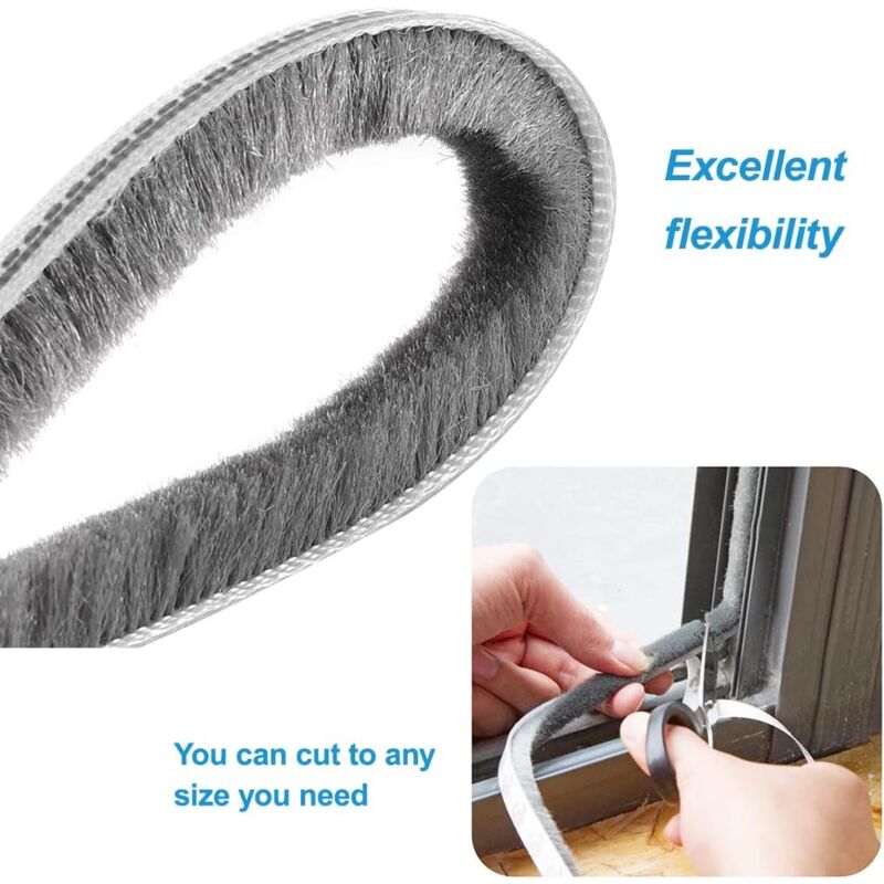 Polypropylène (PP) Joint brosse porte coulissante,9 mm(B) x 23 mm(D) x6M(L) Joint Fenetrepour Lsolation Phonique Porte,volet isolant - 3